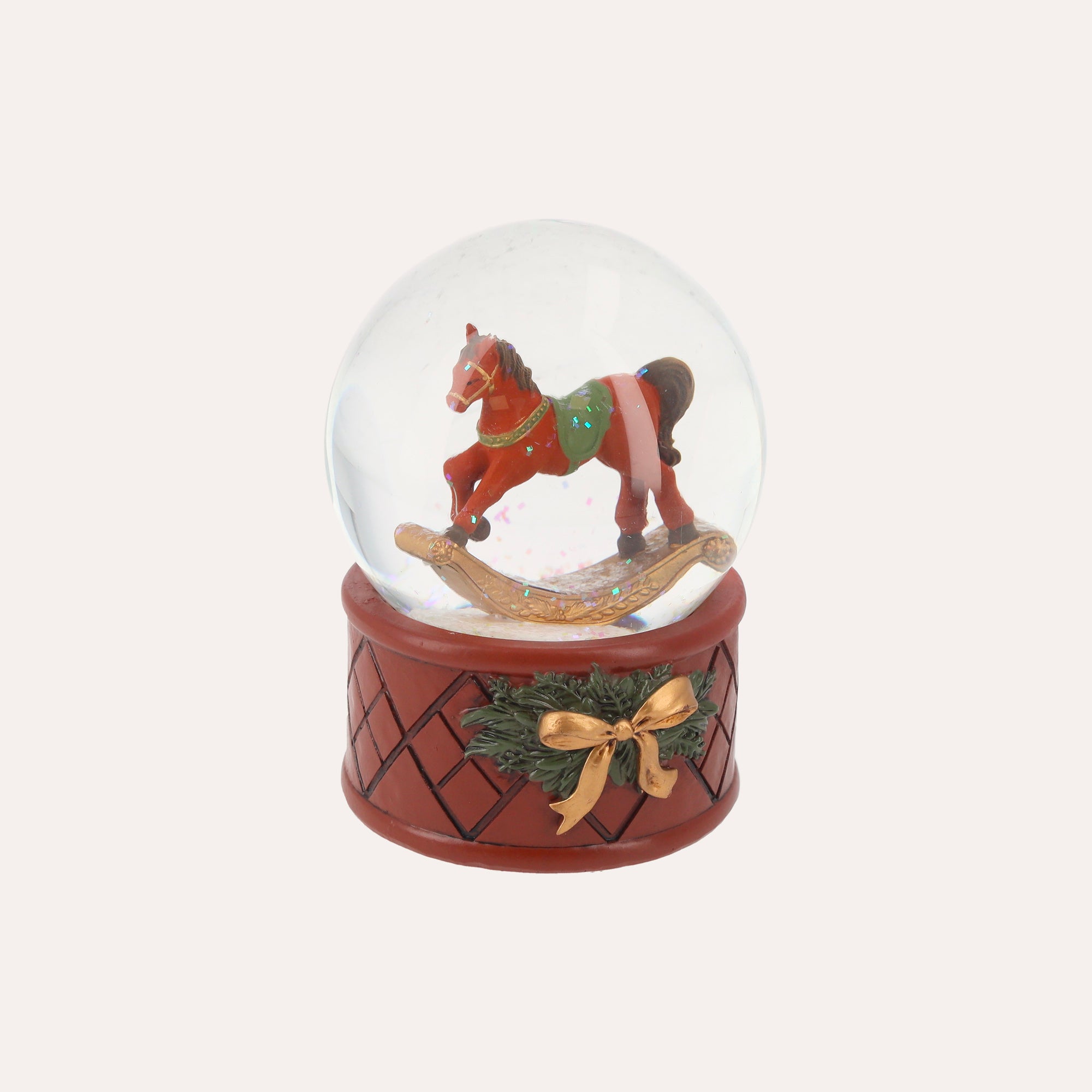 Sfera Natalizia Rossa con Cavallino – H 15 x D 10 cm