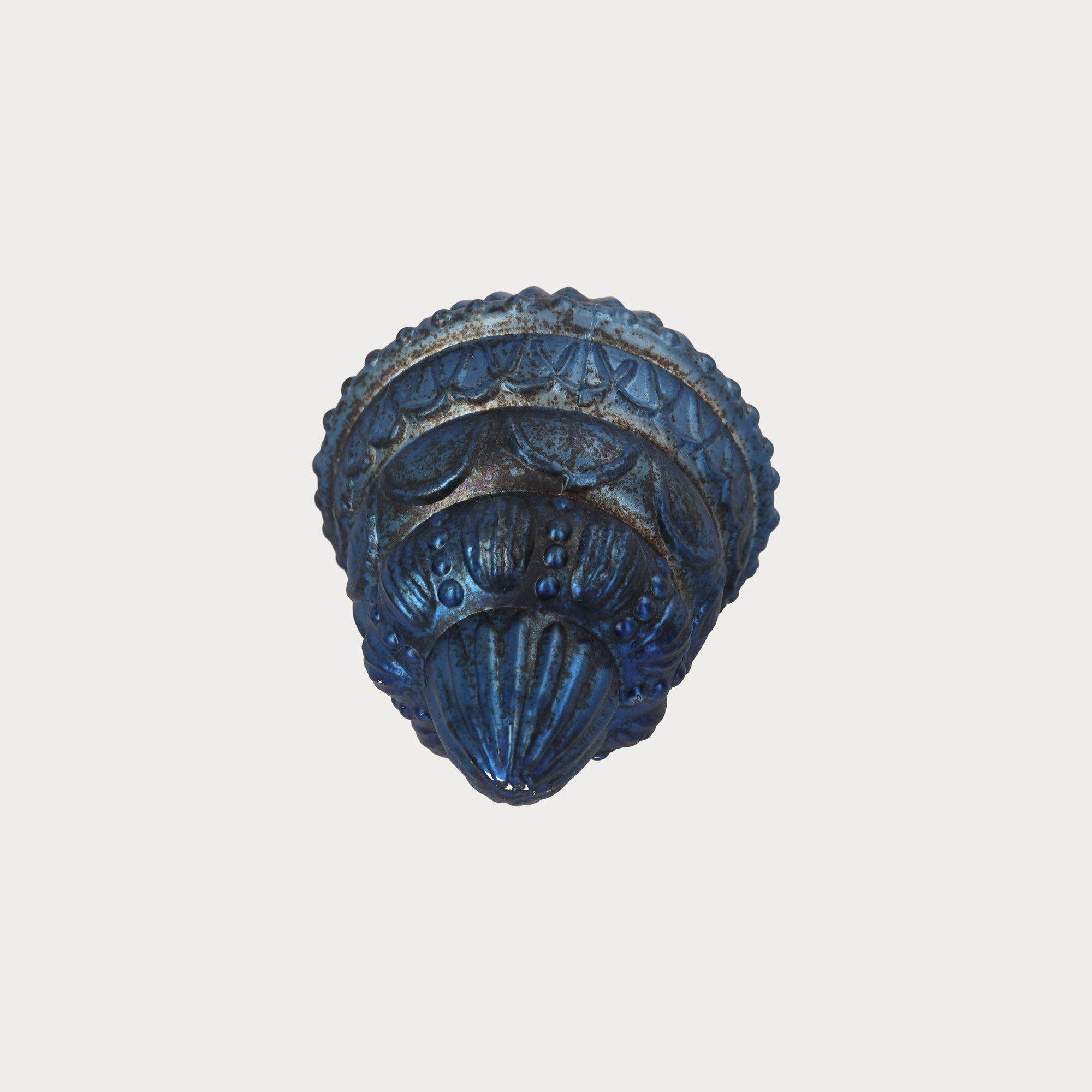 Pinnacolo Natalizio in Vetro Azzurro Anticato, H. 13 cm