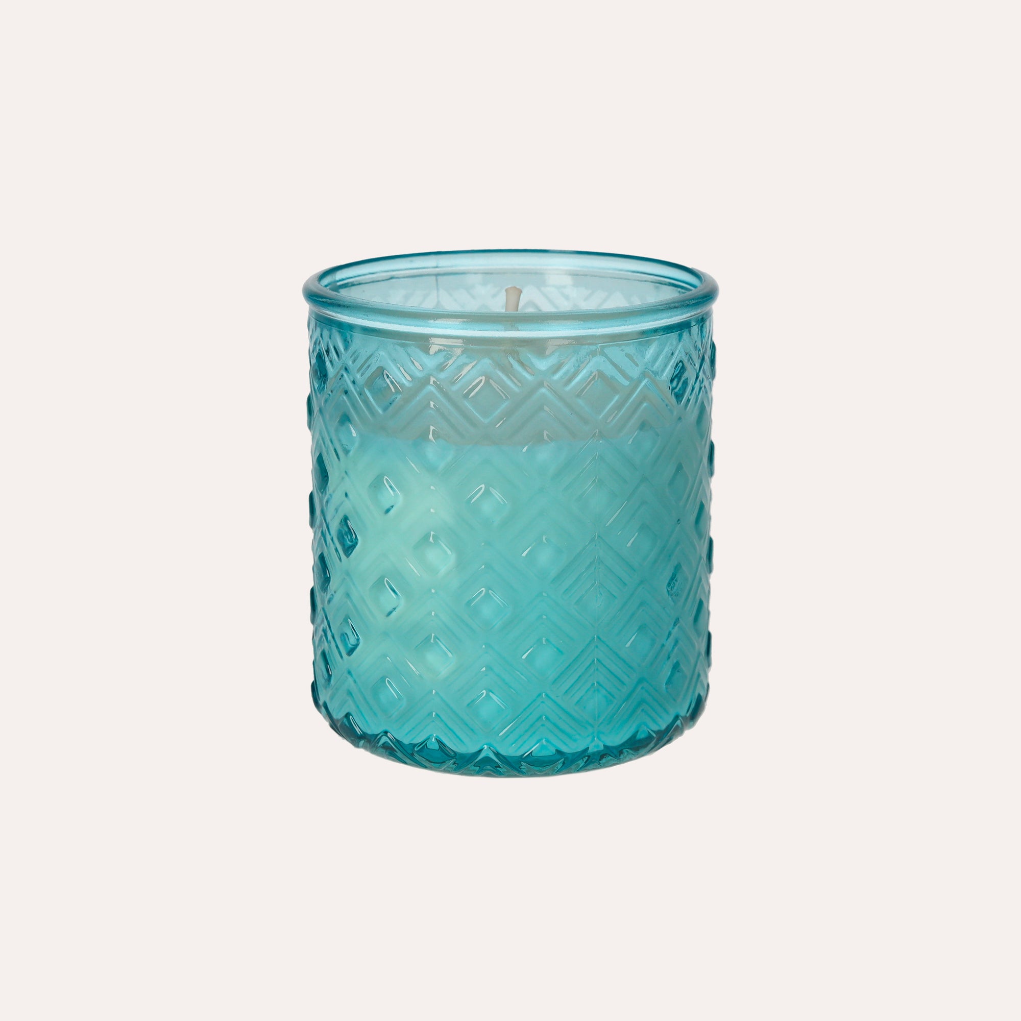 Recycled Blue Glass Candle Fruity Scent