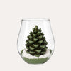 Vela piña verde con estuche de cristal h.22 f.17 cm