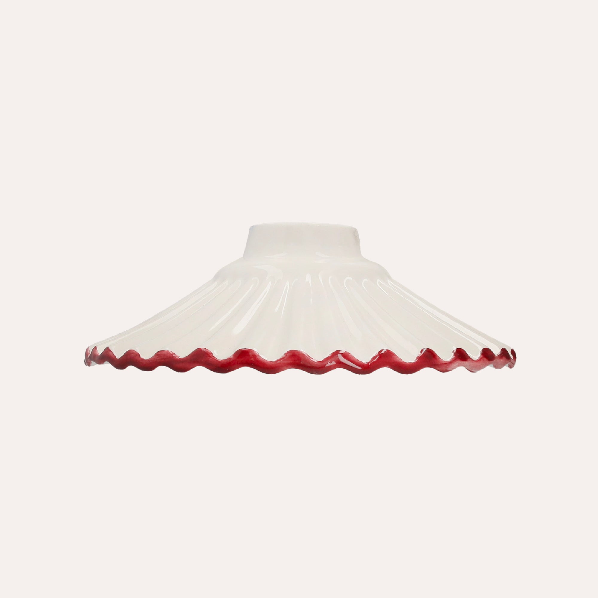 Paralume in Ceramica Bianca con Bordo Rosa Ø 20 cm