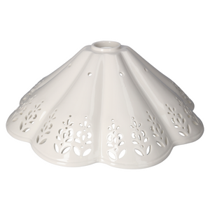 Paralume in Ceramica Bianca Traforata, Stile Rustico - 38 cm