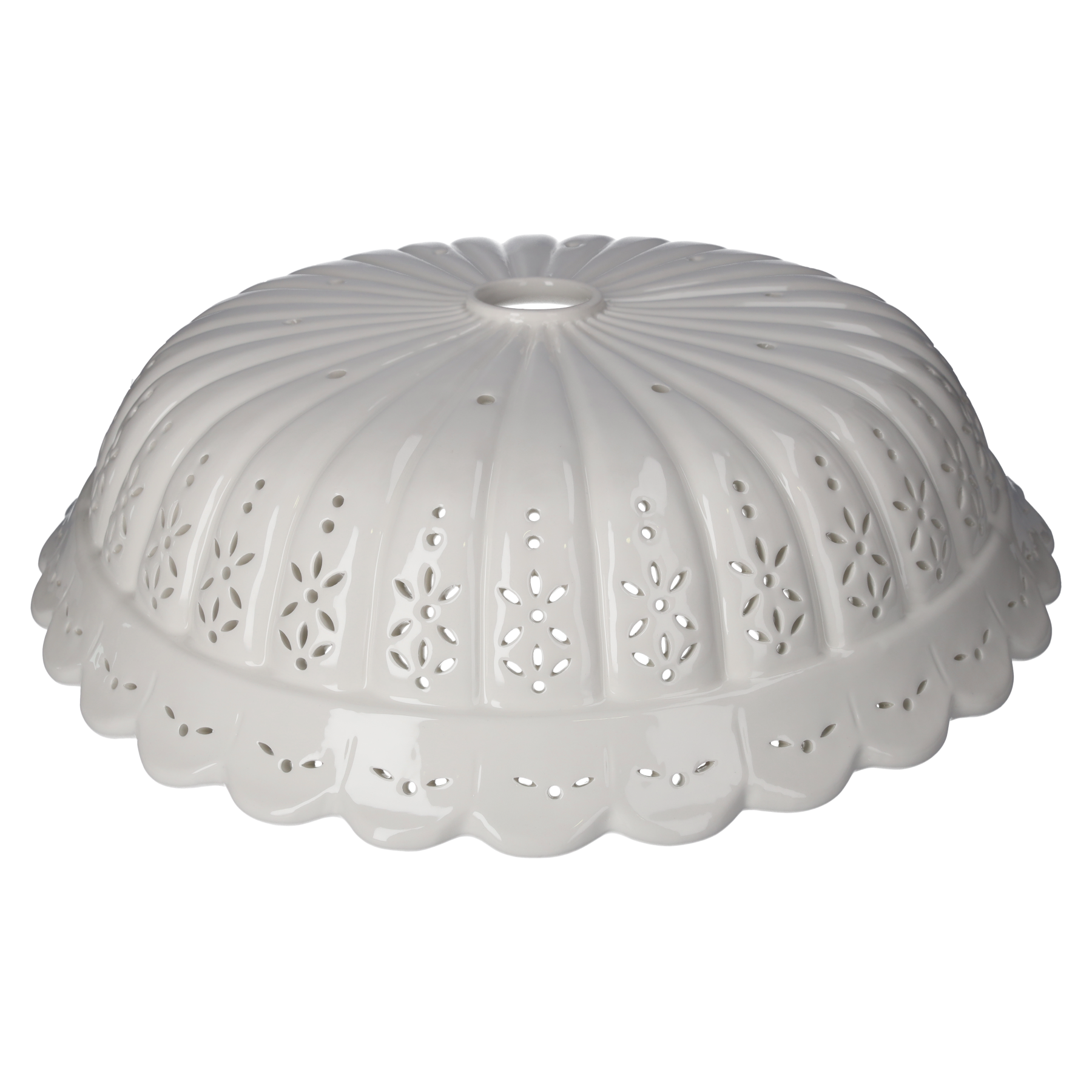 Paralume Rotondo 42 cm in Ceramica Bianca Traforata