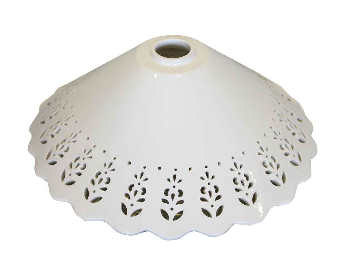 Handcrafted Lampshade in White Ceramic with Openwork d. 40cm