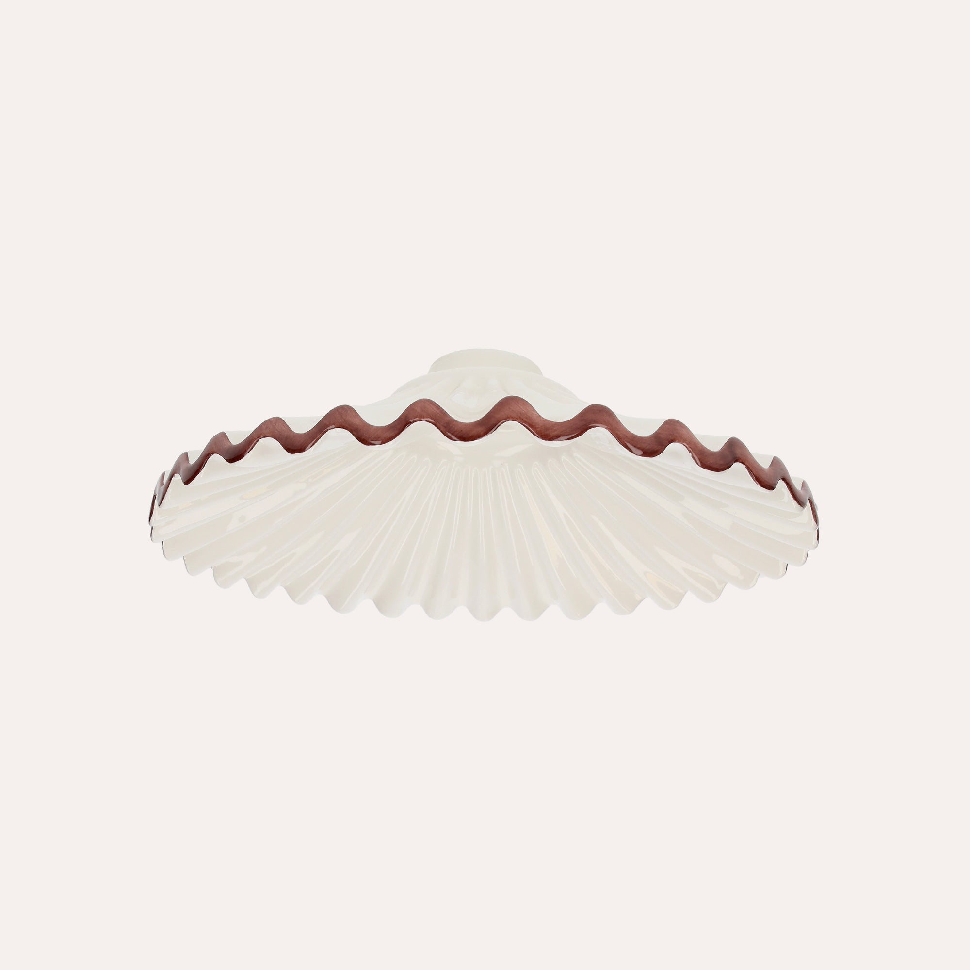 Paralume Rustico Ceramica Bianca con Bordo Marrone Ø 30 cm