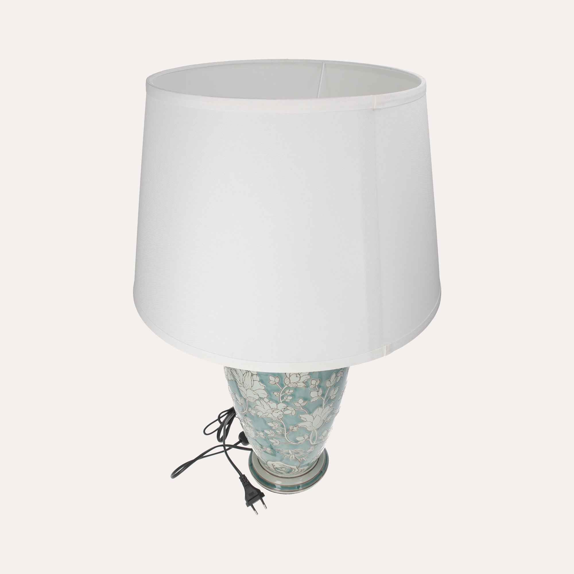Lampada in Ceramica Verde Acquamarina con Paralume Bianco