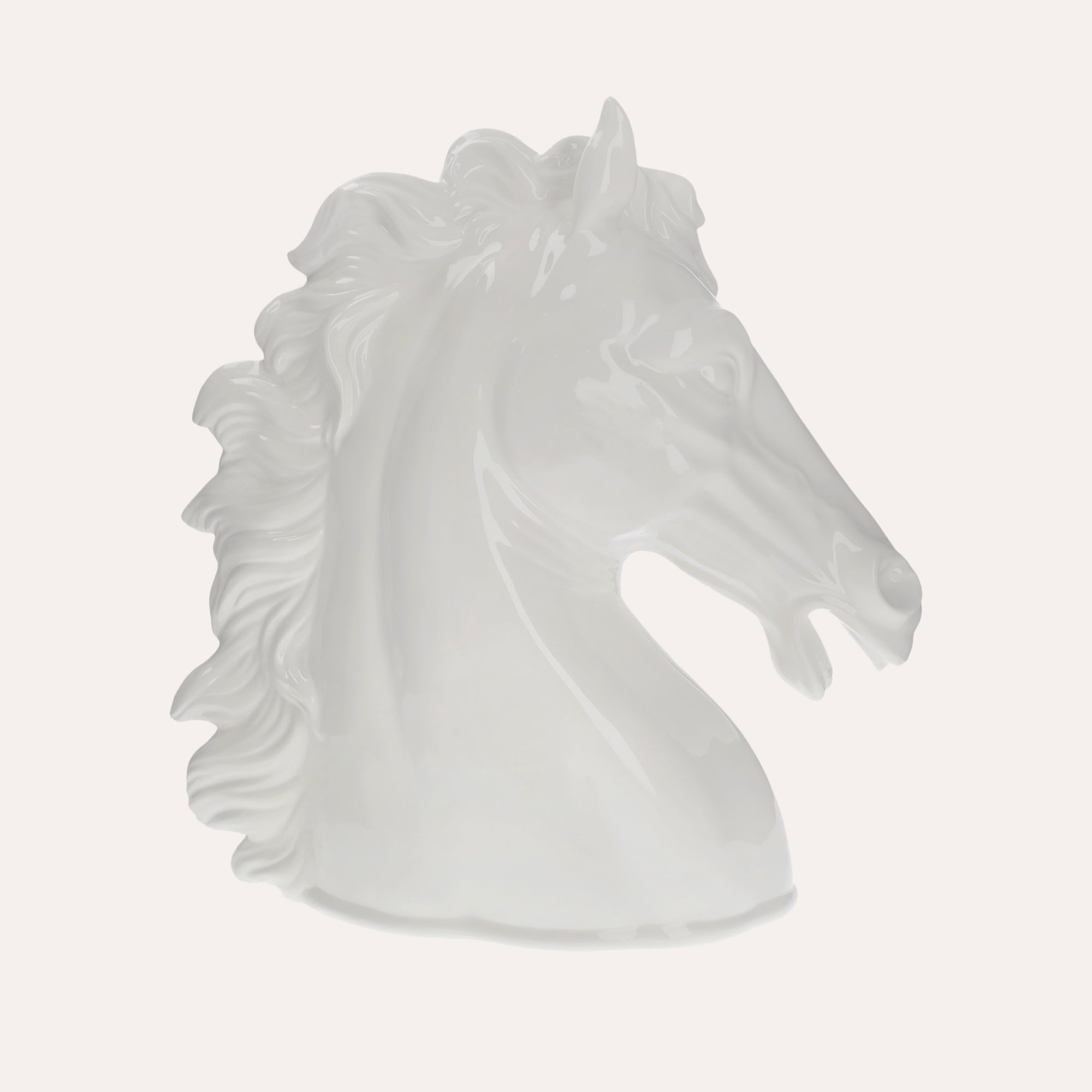 Testa Cavallo in Ceramica Bianca H. 50 cm