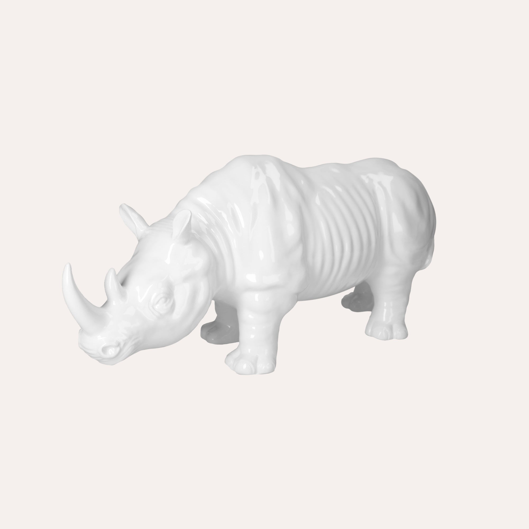 Rinoceronte in Ceramica Bianco H. 25 cm