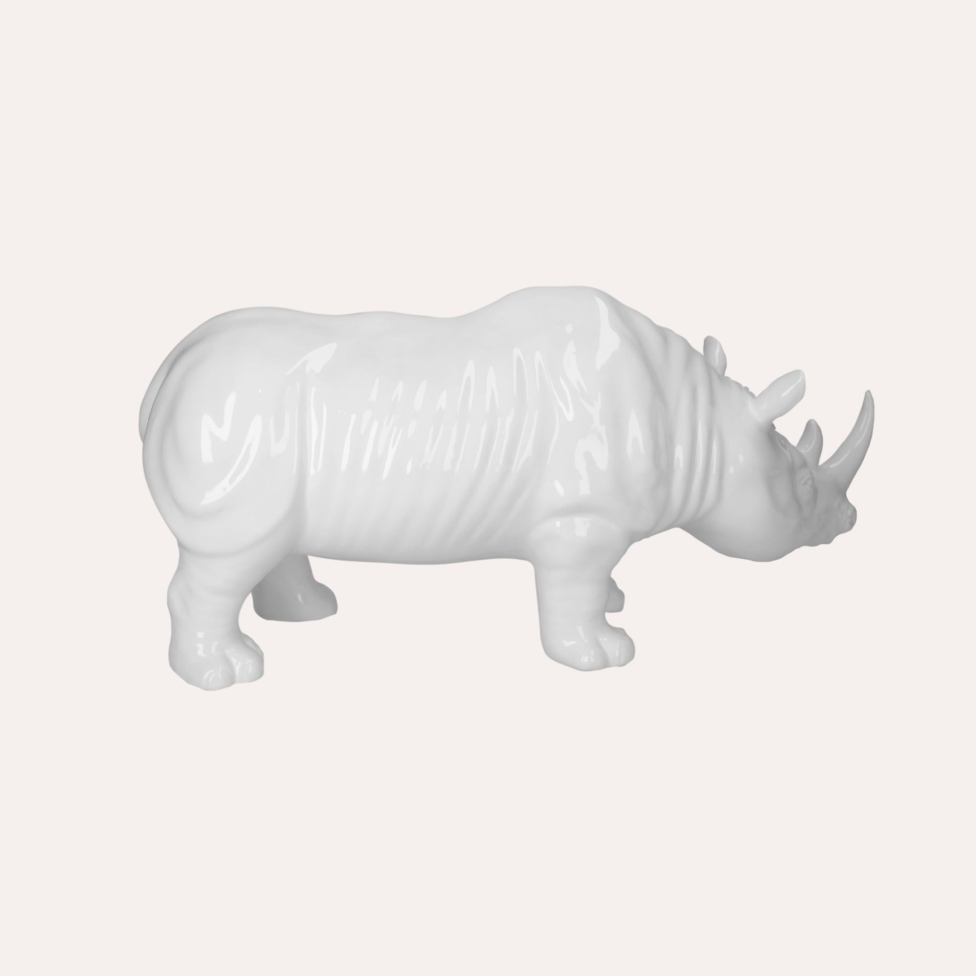Rinoceronte in Ceramica Bianco H. 25 cm