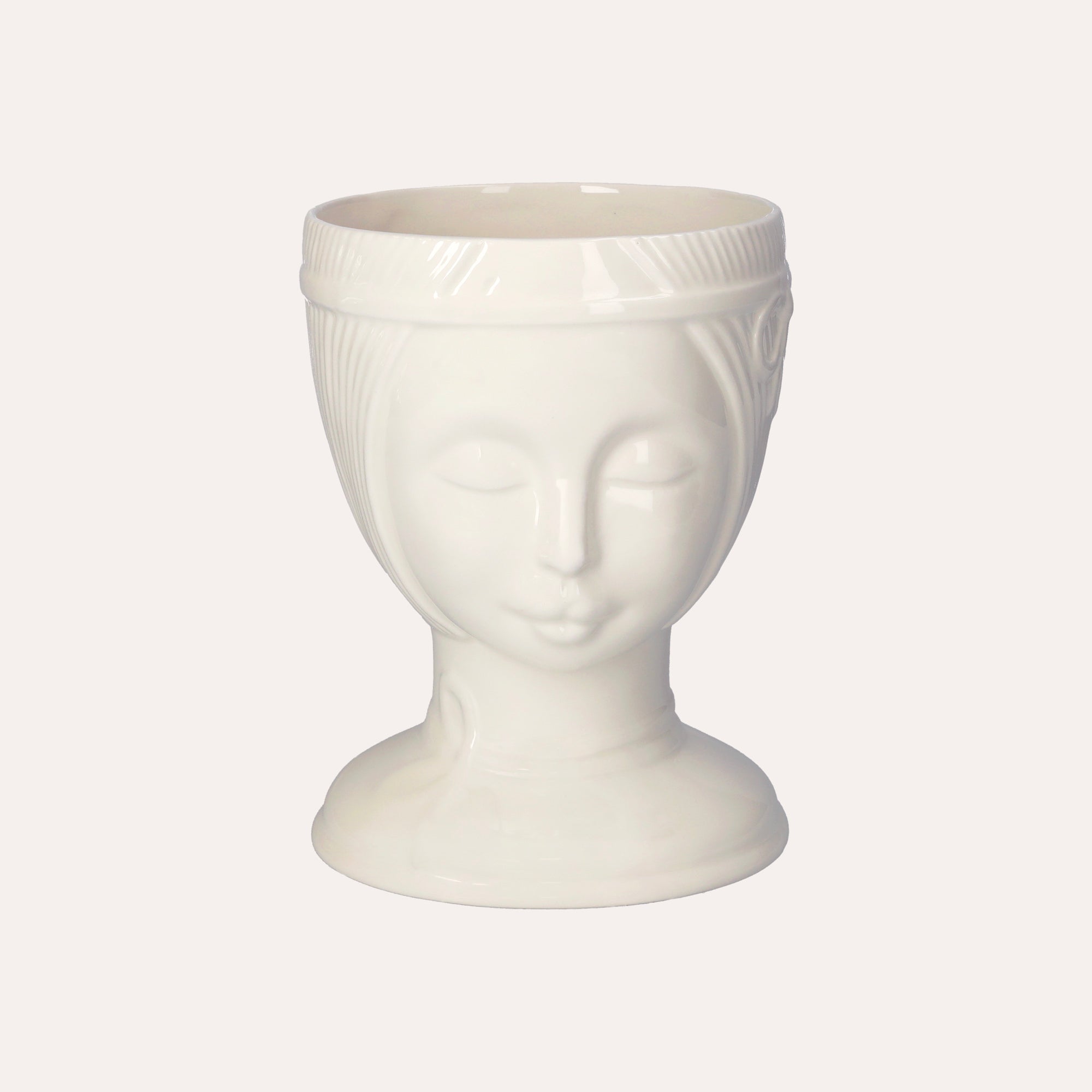Vaso Decorativo Naif in Ceramica Bianco Lucido