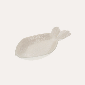 Set 2 Piatti Pesce in Vetro Bianco Perla 25x12 cm