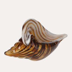 Conchiglia Decorativa in Vetro Marrone Sfumato Giallo h.13x28 cm