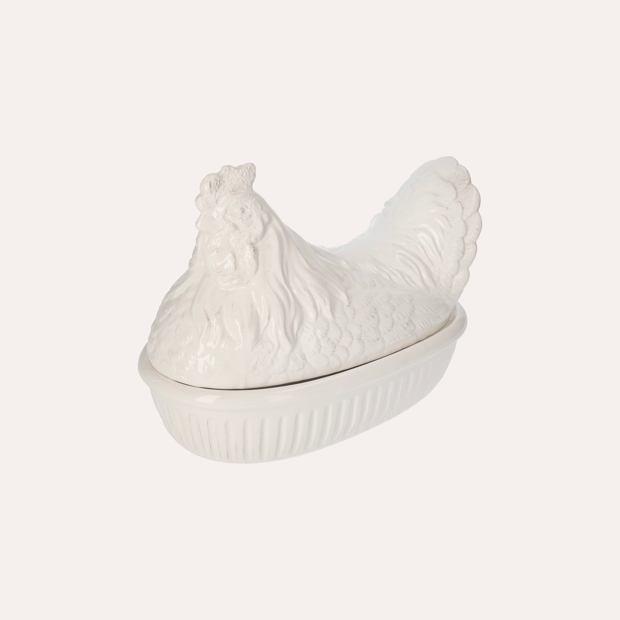 Centrotavola In Ceramica Bianca A Forma Di Gallina