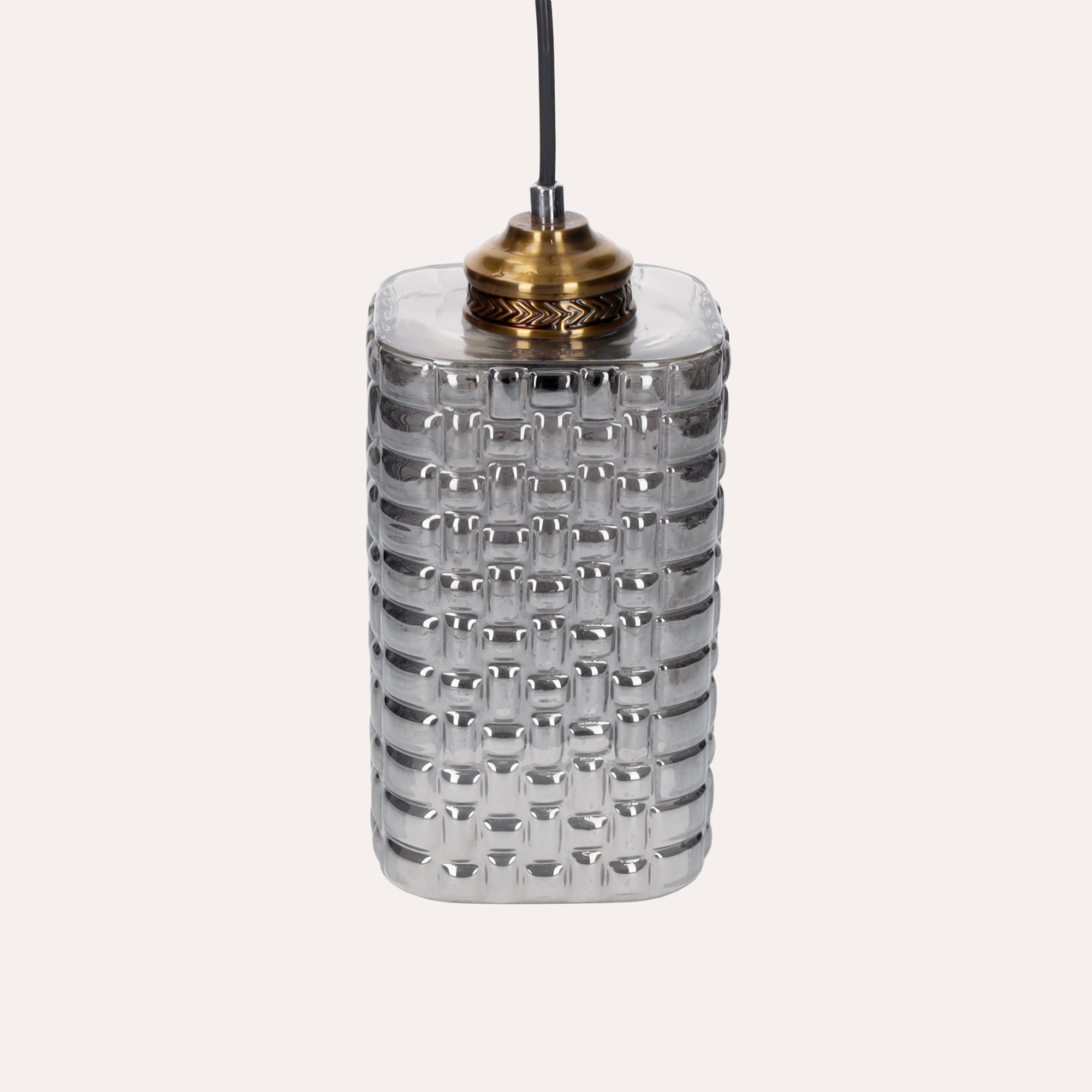 Lampadario Moderno a Sospensione in Vetro Grigio Lucido