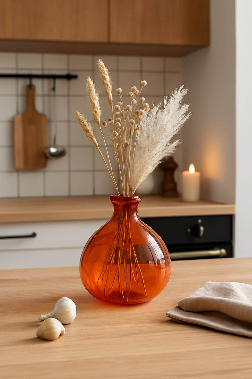 Decorative Glass Bowl (18x16cm) - Orange