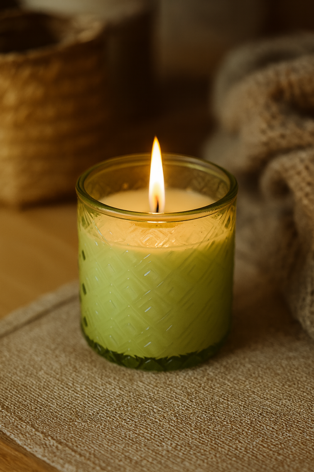 Ginger Lime Scented Green Recycled Glass Candle