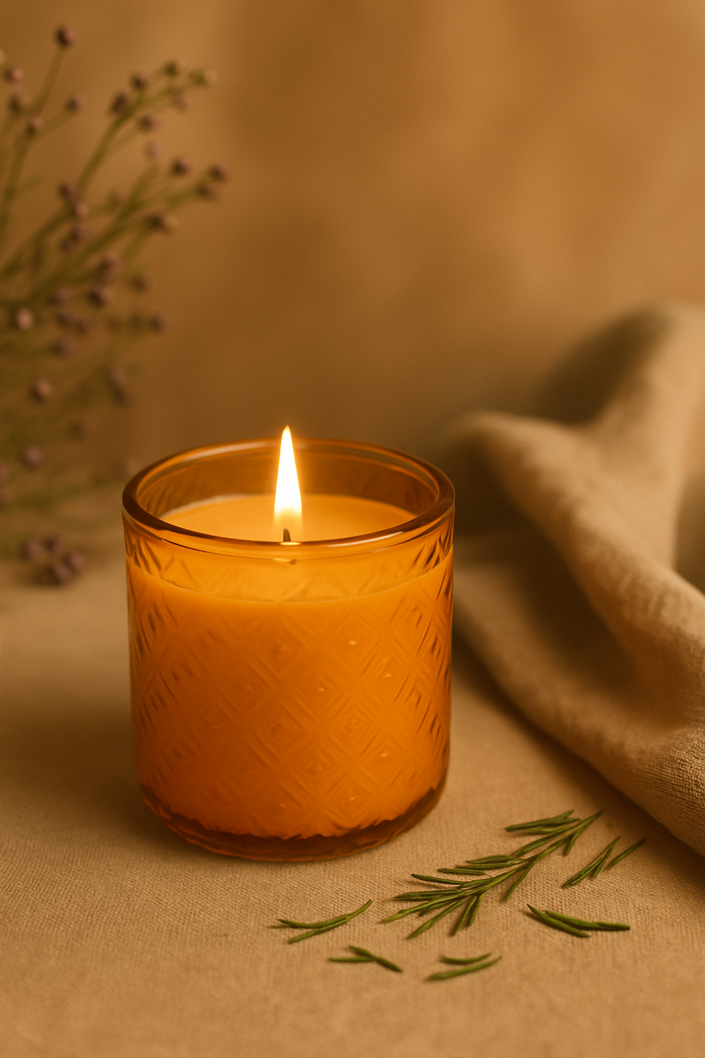 Recycled Glass Candle Orange Vanilla Scent