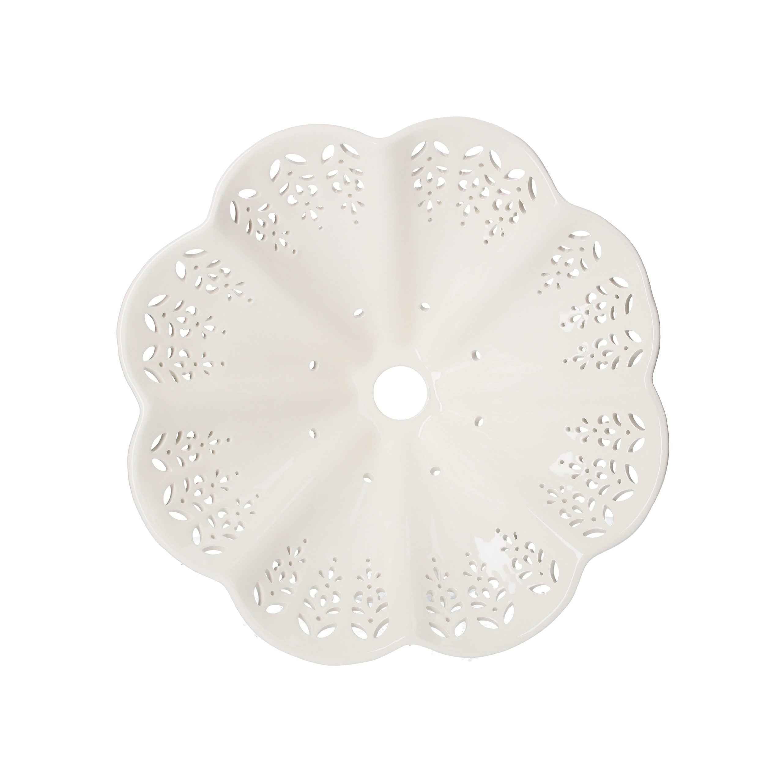Paralume in Ceramica Bianca Traforata, Stile Rustico - 38 cm