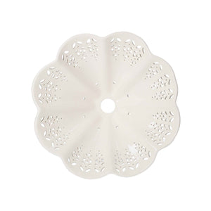 Paralume in Ceramica Bianca Traforata, Stile Rustico - 38 cm