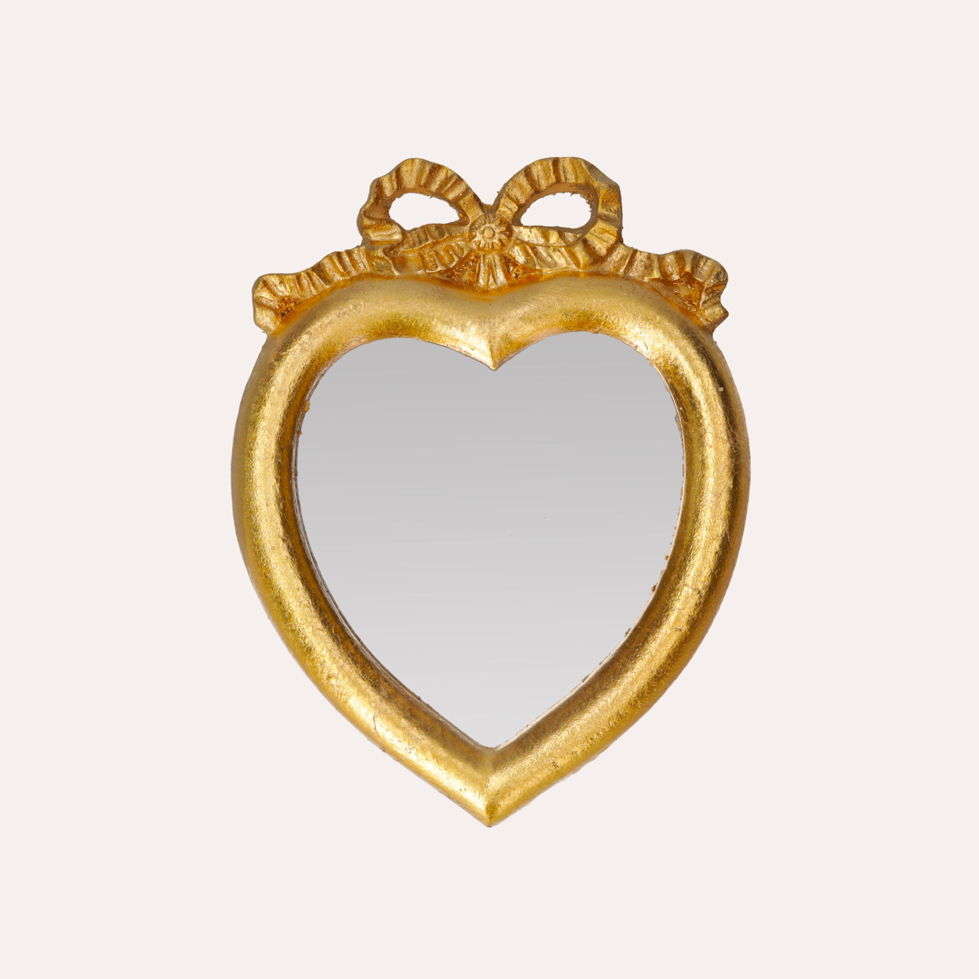 Cornice Cuore con Specchio Dorato in Pasta di Legno