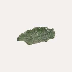 Foglia Decorativa in Ceramica Verde – Svuotatasche L. cm 33