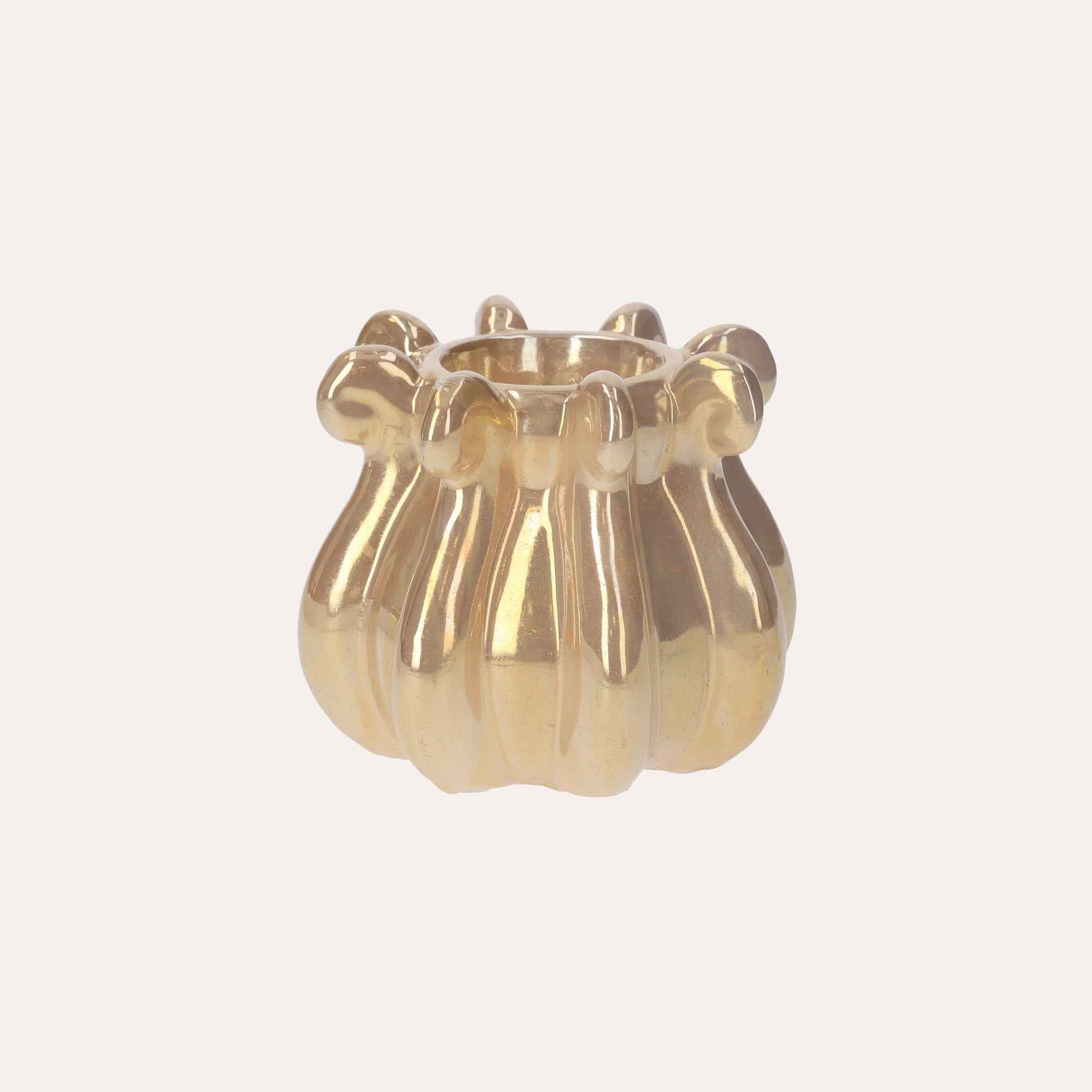 Portacandele Tentacoli in Ceramica Beige Lucido Ø15xH12 cm – Design Modern
