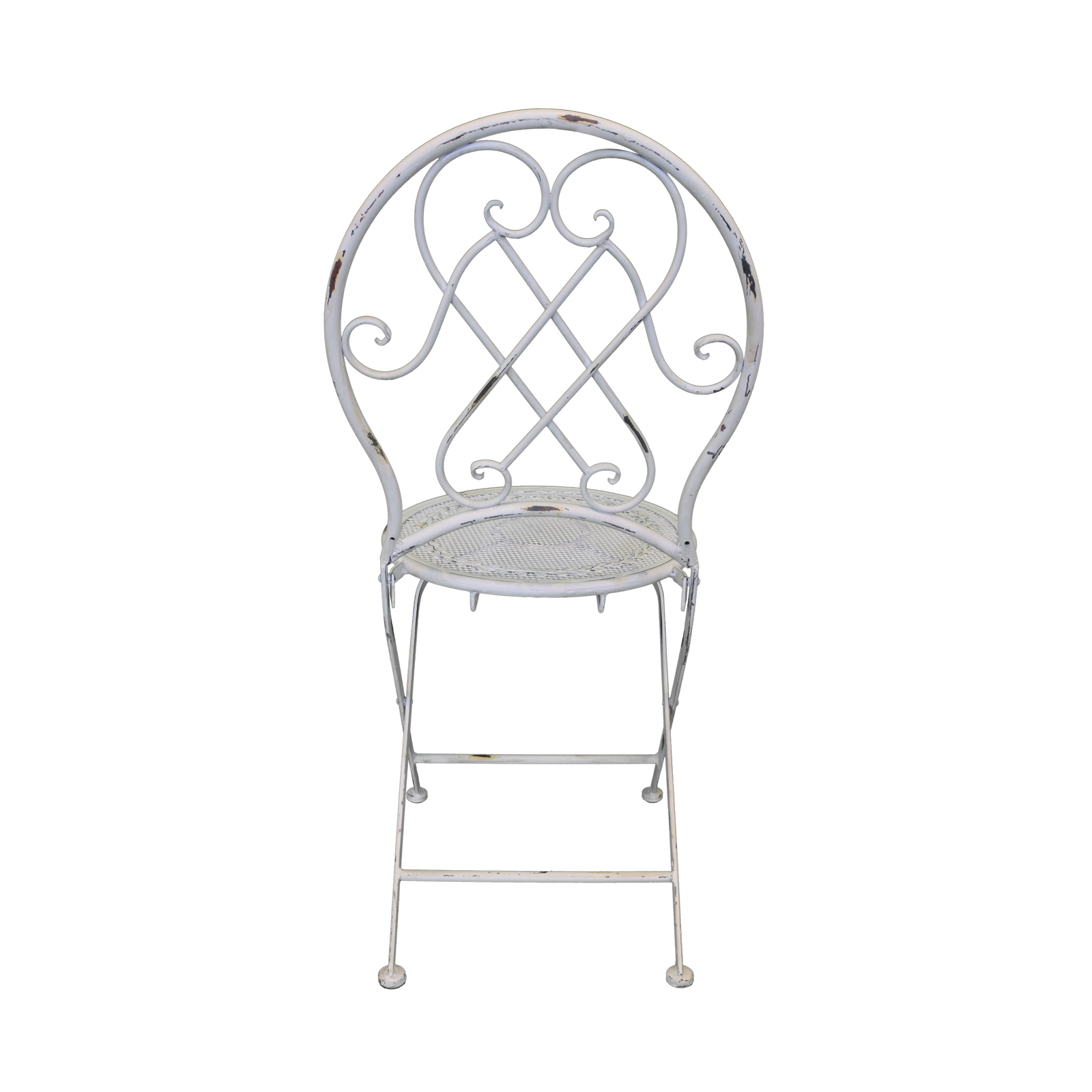 Set da Giardino in Ferro Bianco Anticato Shabby Chic
