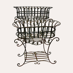 Coppia Fioriere in Ferro Verde Stile Old (70x37x75 cm)