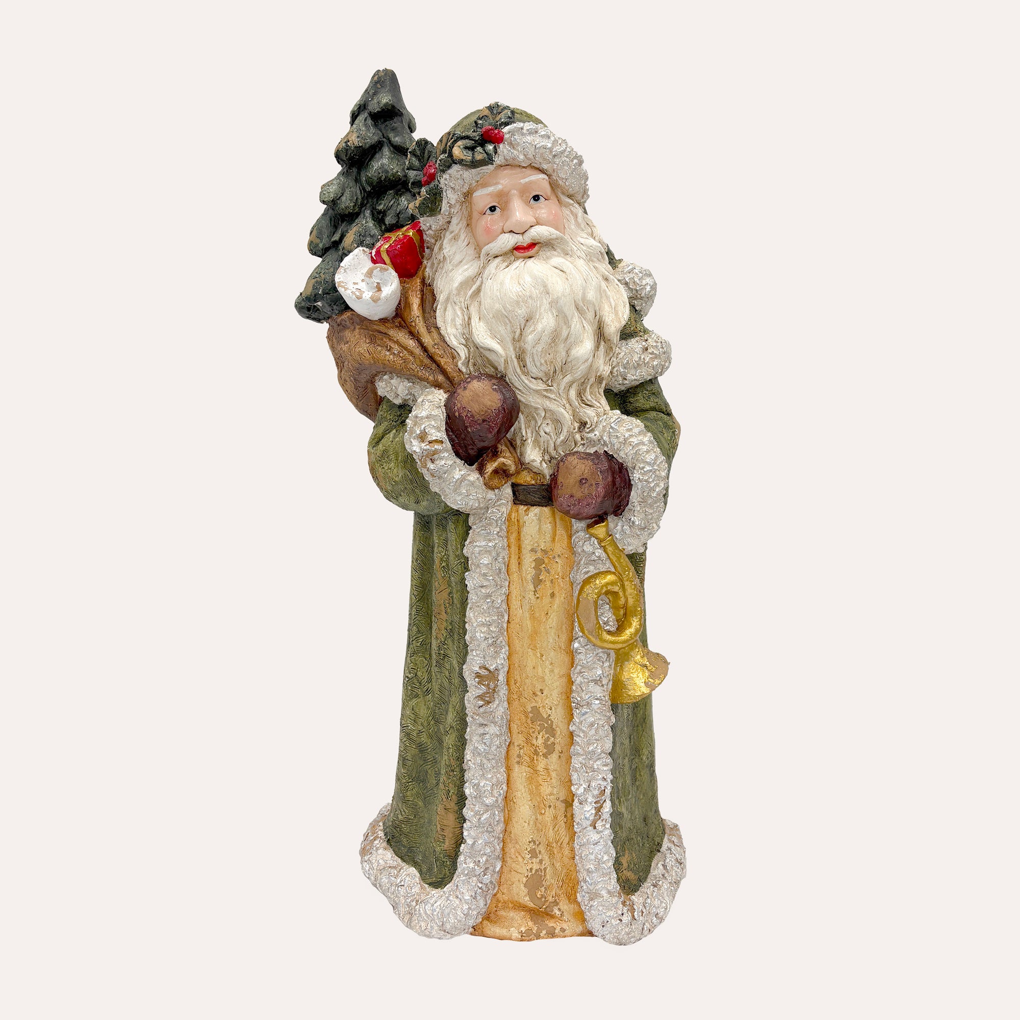 Babbo Natale con Sacco Doni Dorato in Resina