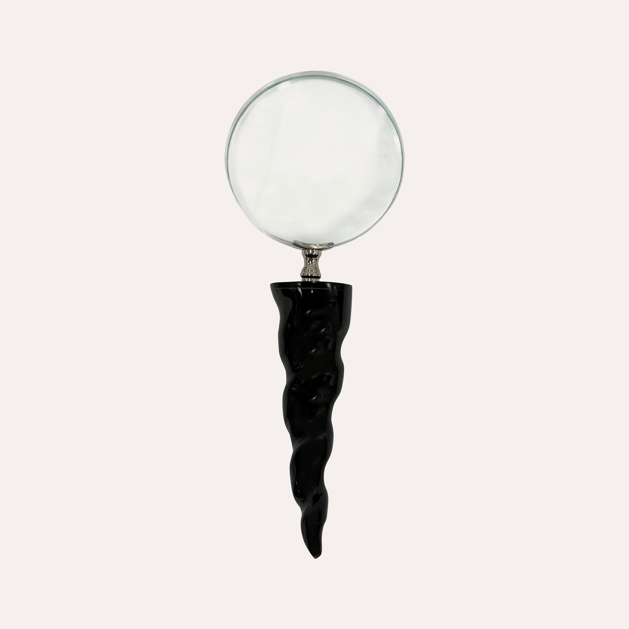 Lente d’ingrandimento con manico in corno nero, 25 x 10 cm