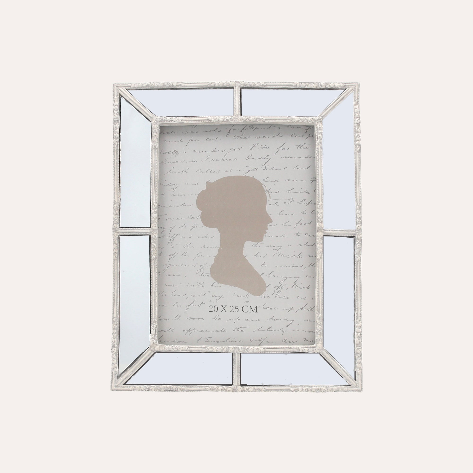 Large Photo Frame with Mirrored Effect and White Finish (24x19 cm)
