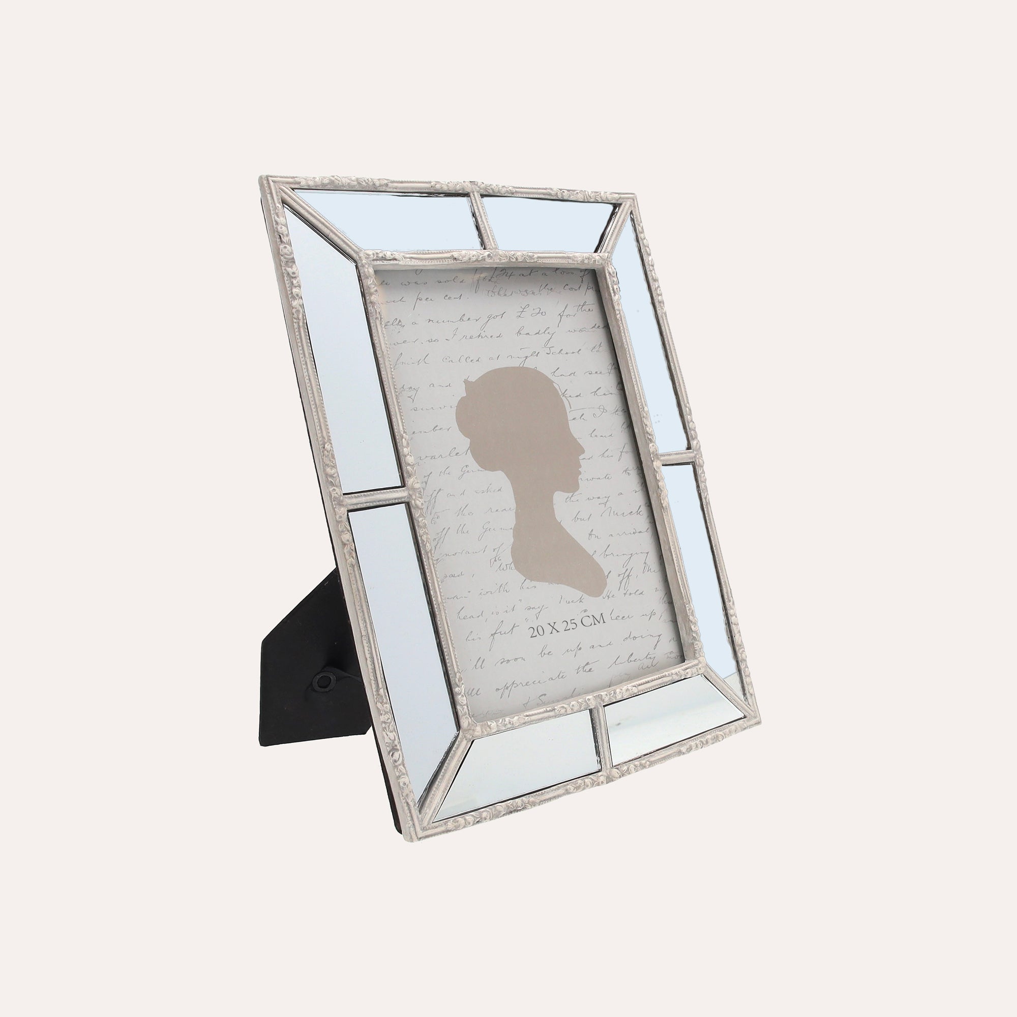 Large Photo Frame with Mirrored Effect and White Finish (24x19 cm)