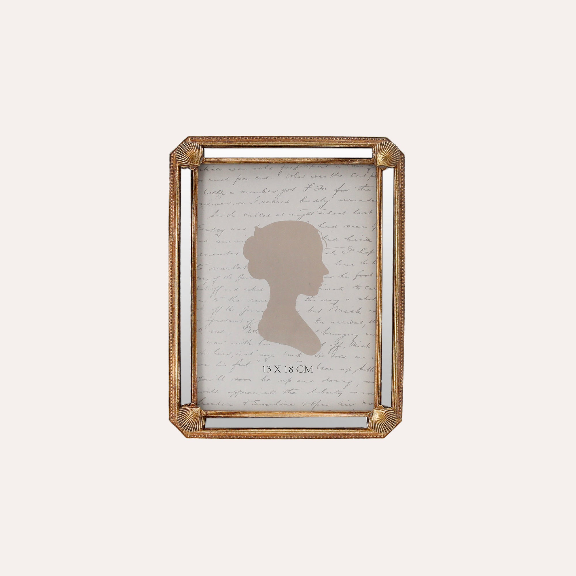 Large Photo Frame with Golden Shells (21x16cm)
