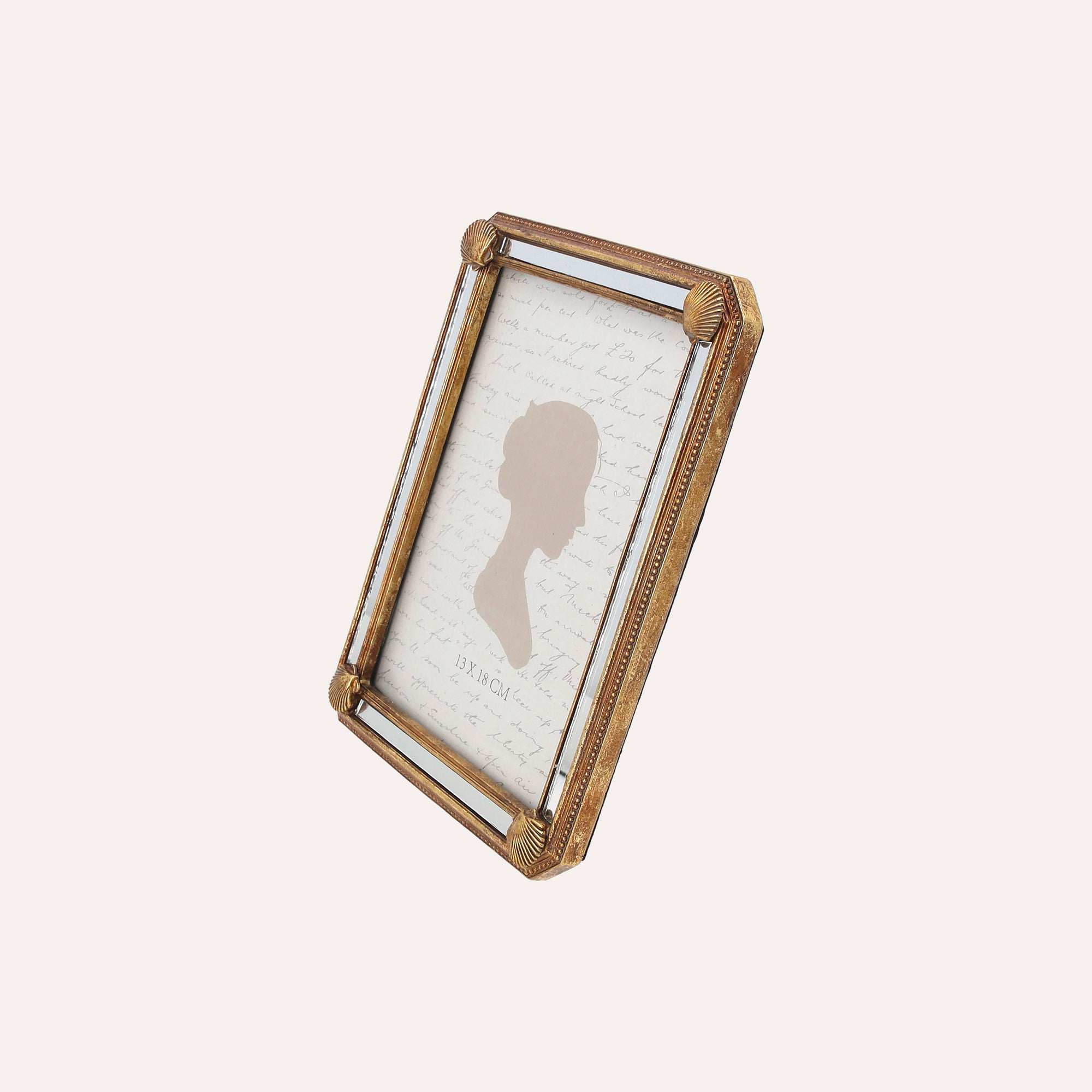 Large Photo Frame with Golden Shells (21x16cm)