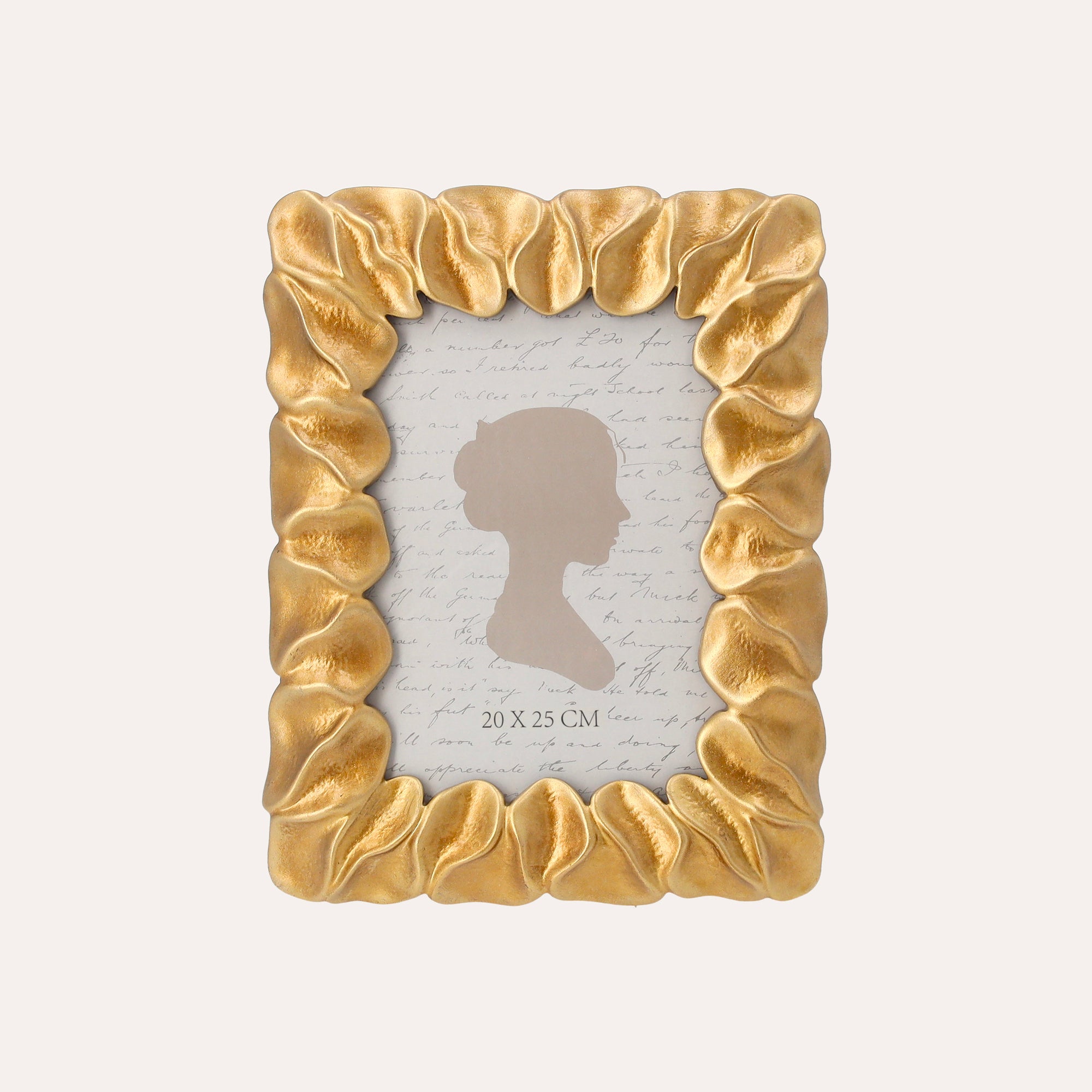 Large Photo Frame with Golden Petal Motif (24x19cm)