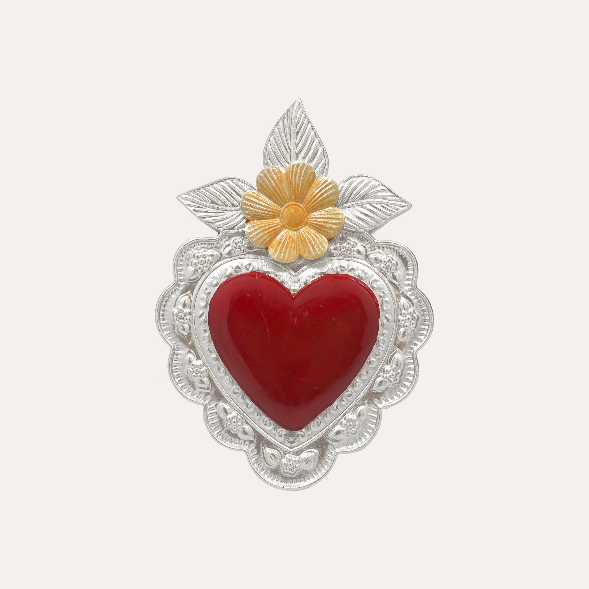 Cuore Decorativo Argento e Rosso (14x10 cm)