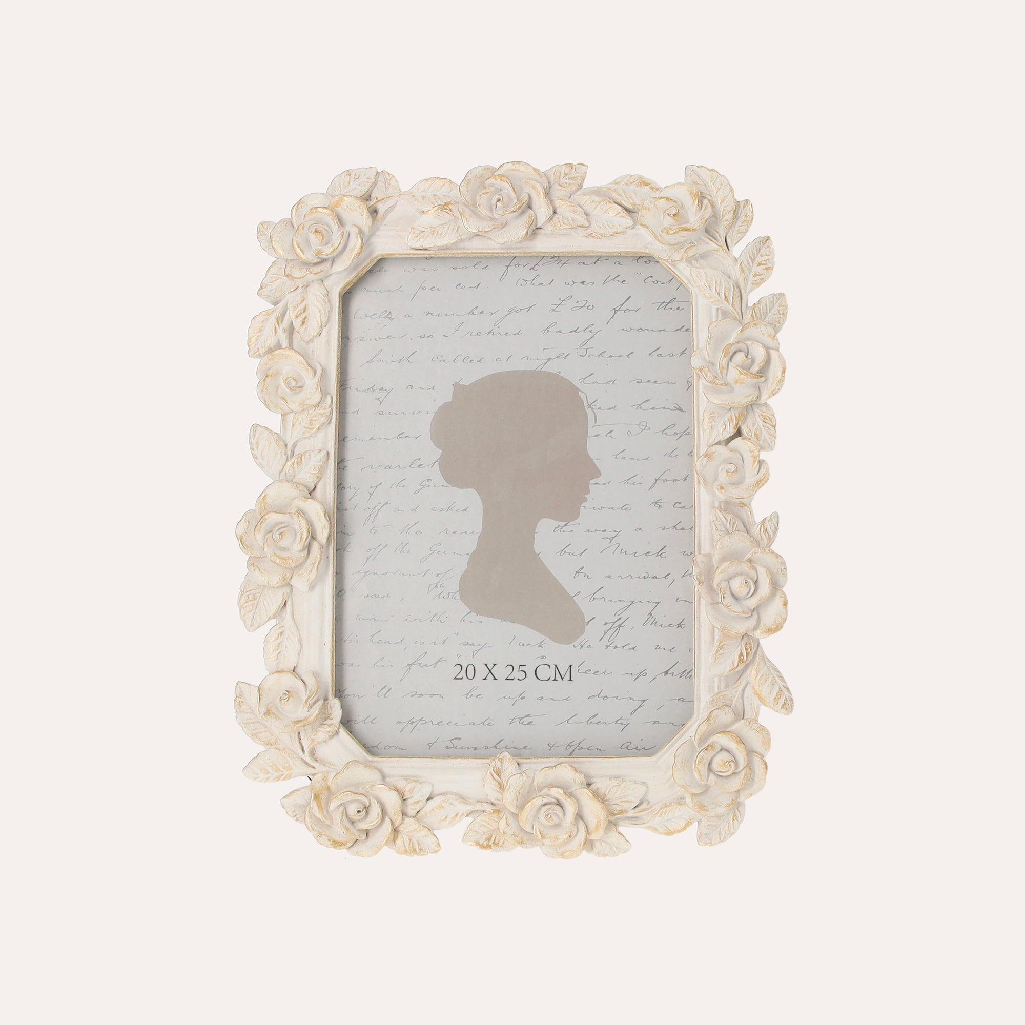 White and Gold Rose Pattern Photo Frame (19x24cm)