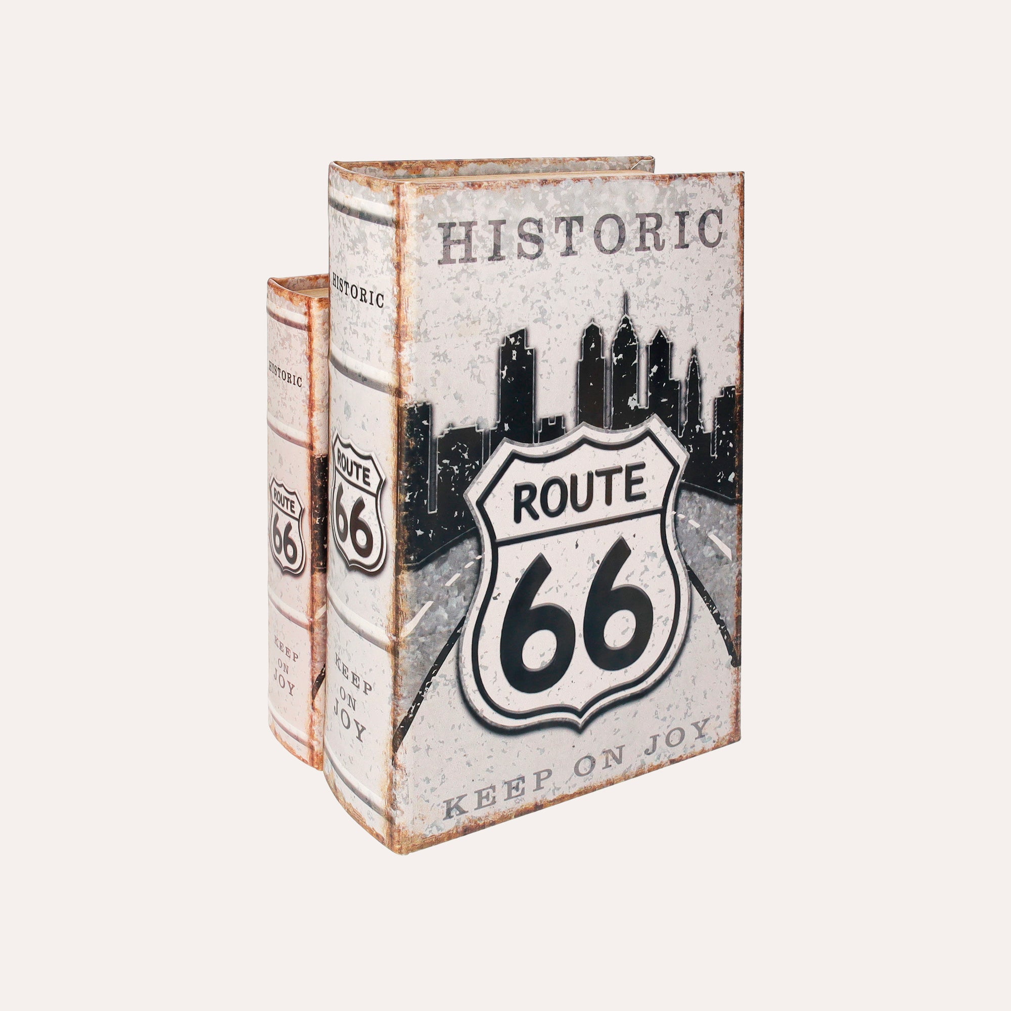 Set Di Due Scatole Libro "route 66" In Mdf