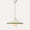 Lampadario Piccolo Bordo Verde in Ceramica con Treccia Ø. 20 x H.7 cm