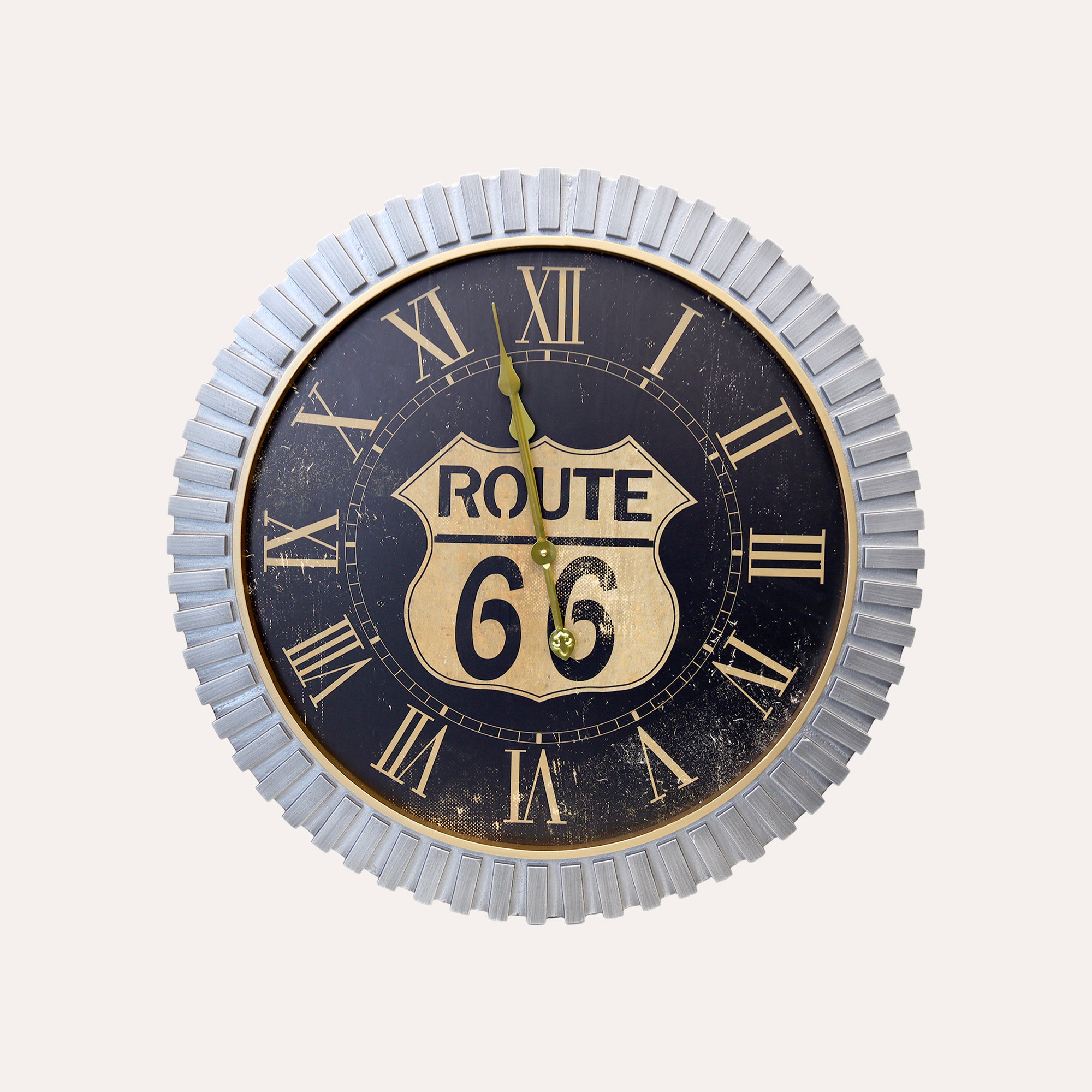 Orologio Rotondo da Parete in Metallo con Numeri Romani