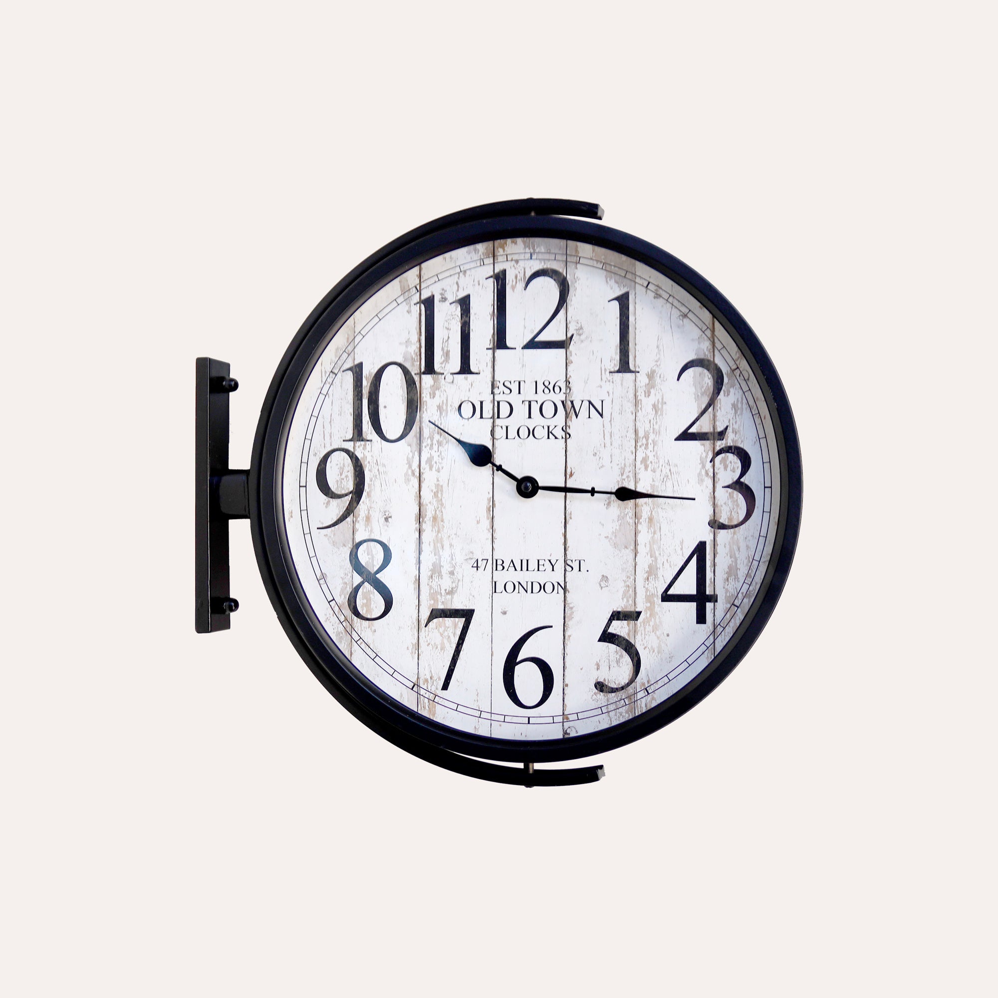 Orologio Rotondo in Ferro Nero con Vetro