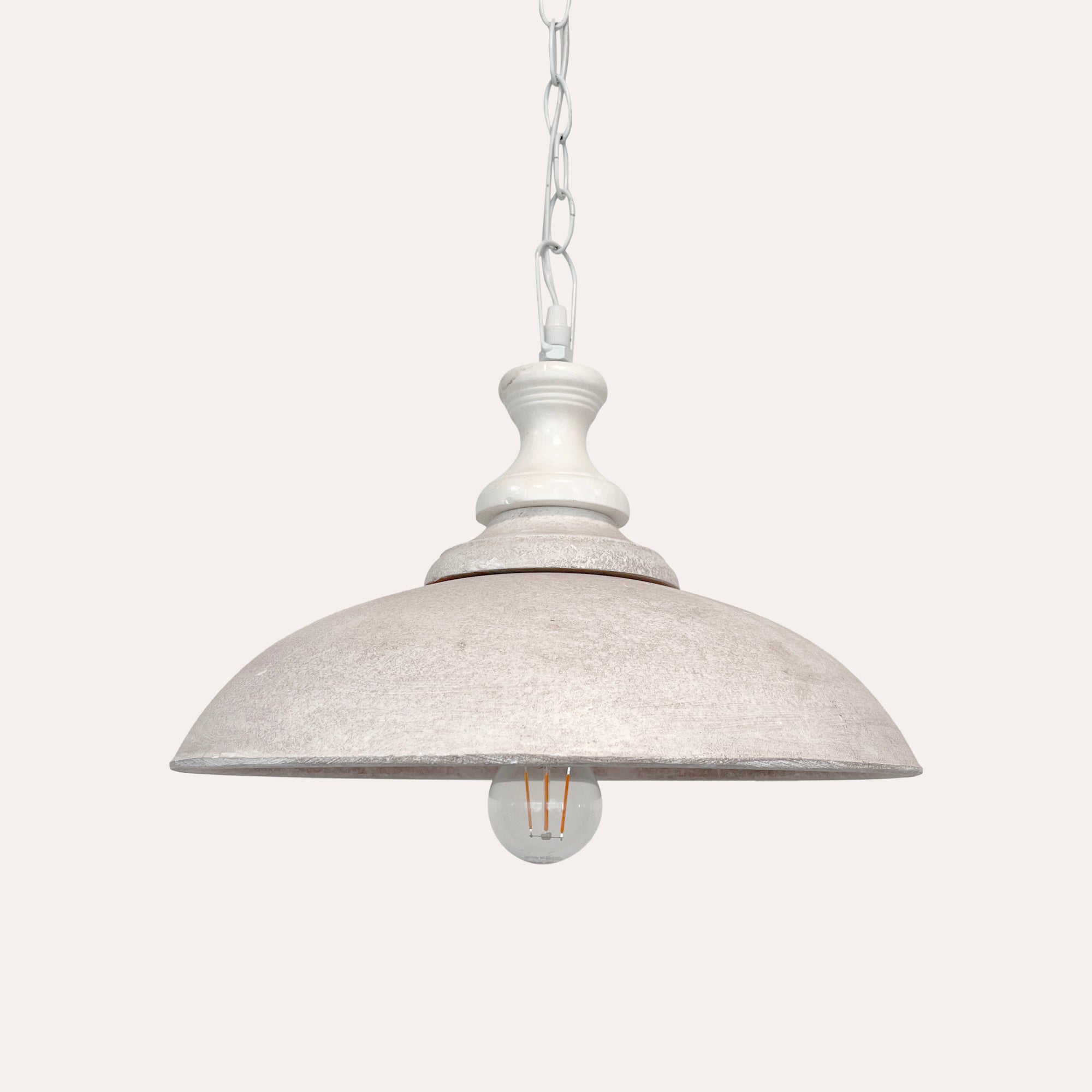 Lampadario a Sospensione in Legno Vintage Tortora e Bianco Ø 37 cm