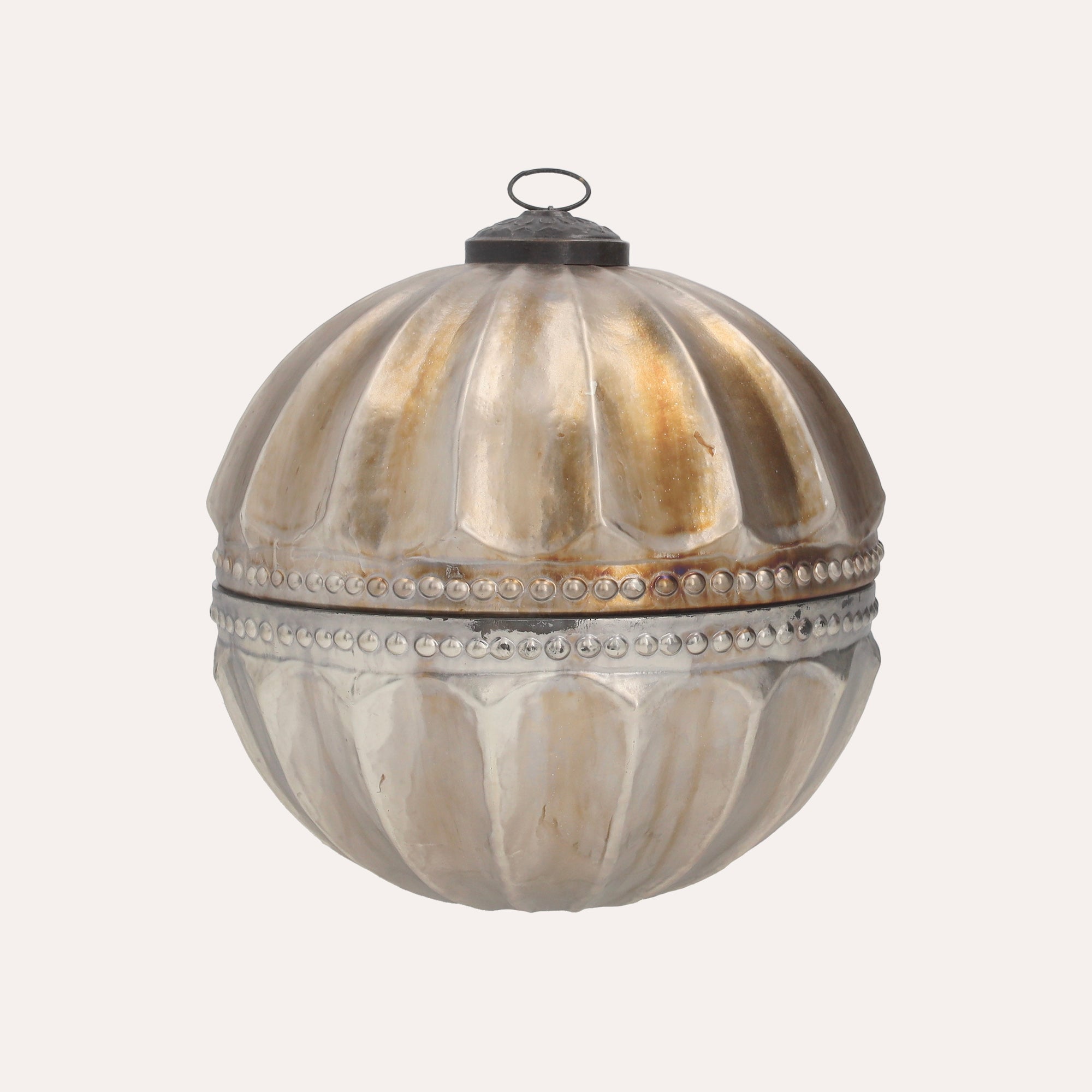Antique Silver Ball Candle in Glass 18x18 cm with Box