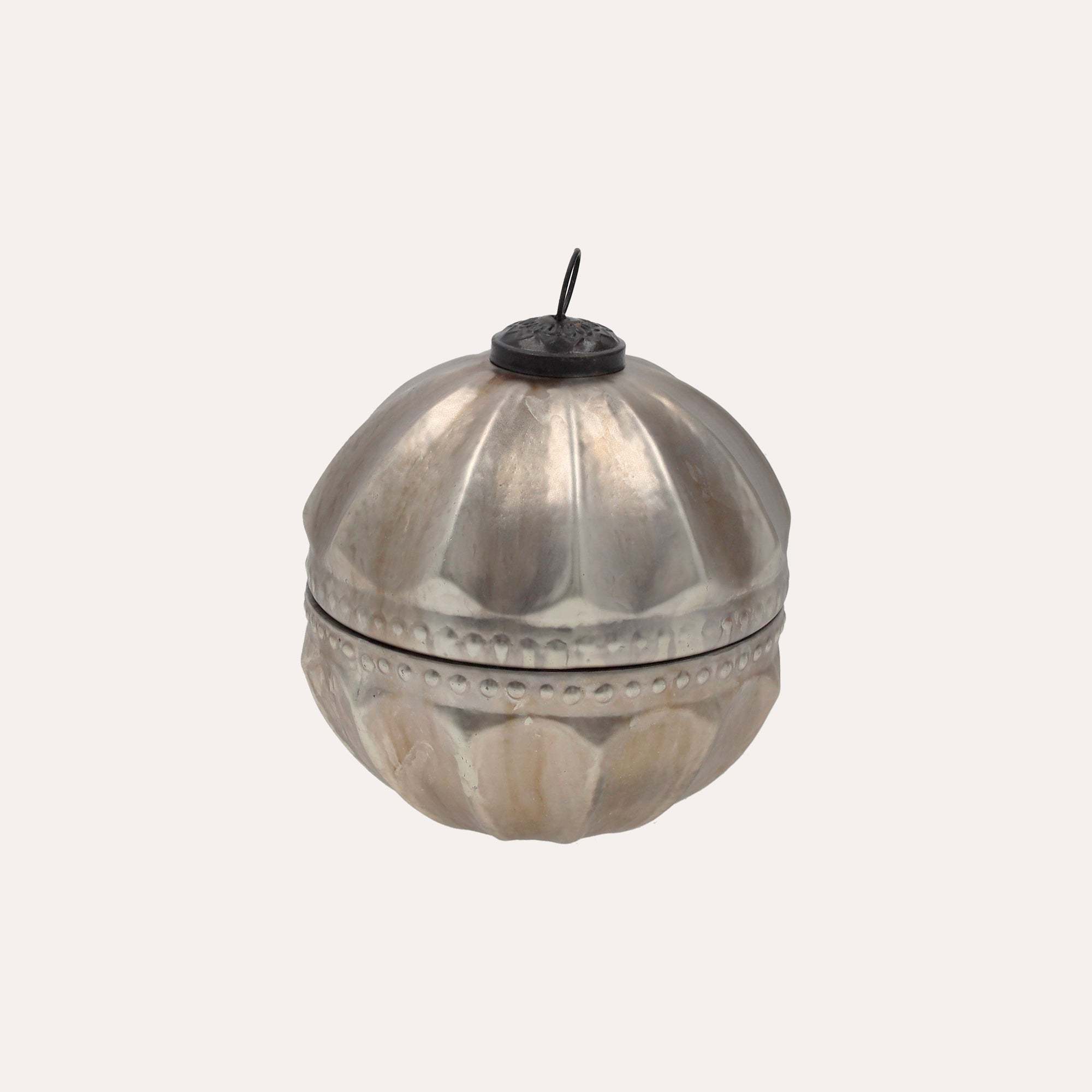 Antique Silver Ball Candle in Glass 13x13 cm with Box