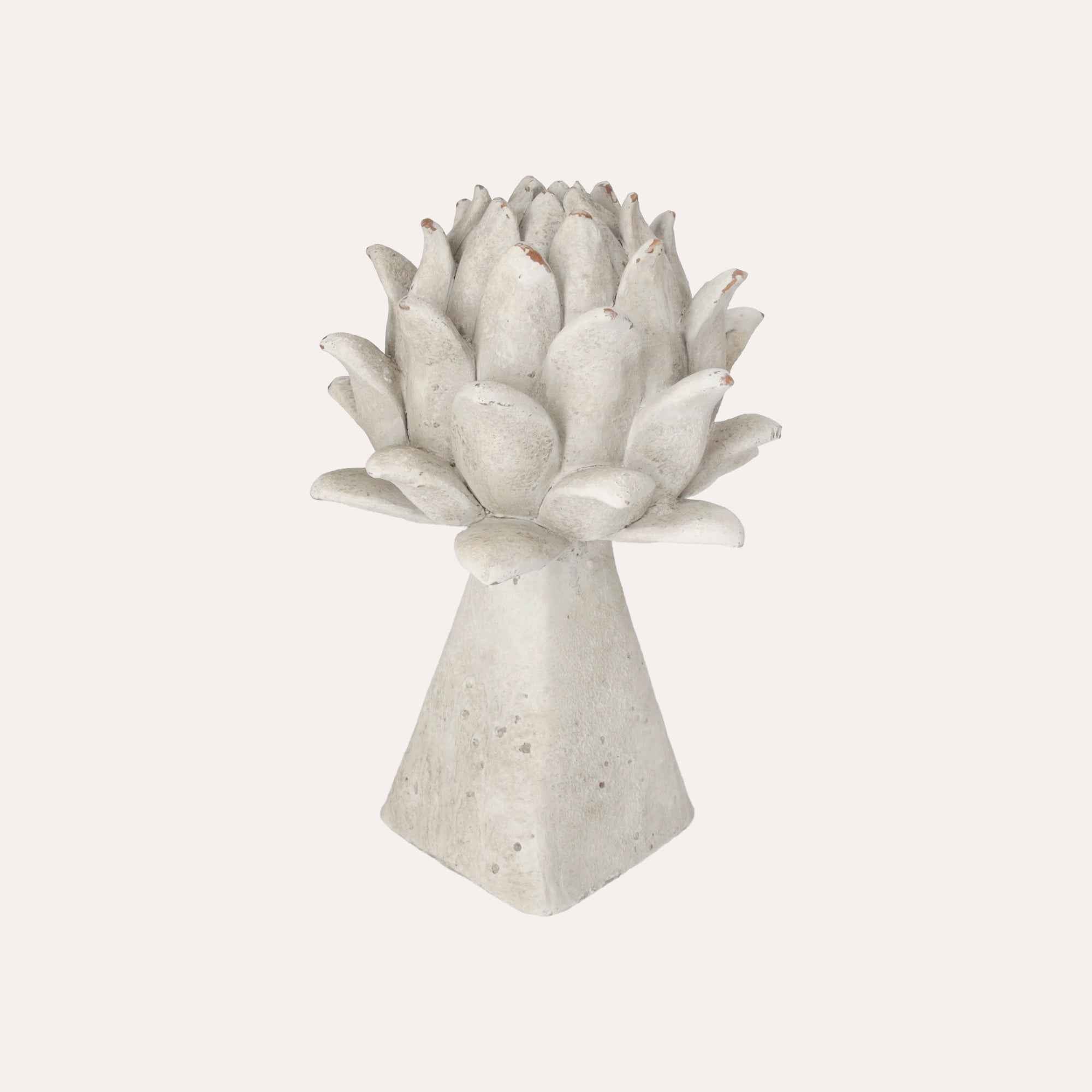 Bocciolo Decorativo Medio con Base Quadra in Resina H30x20 cm – Stile Shabby Chic
