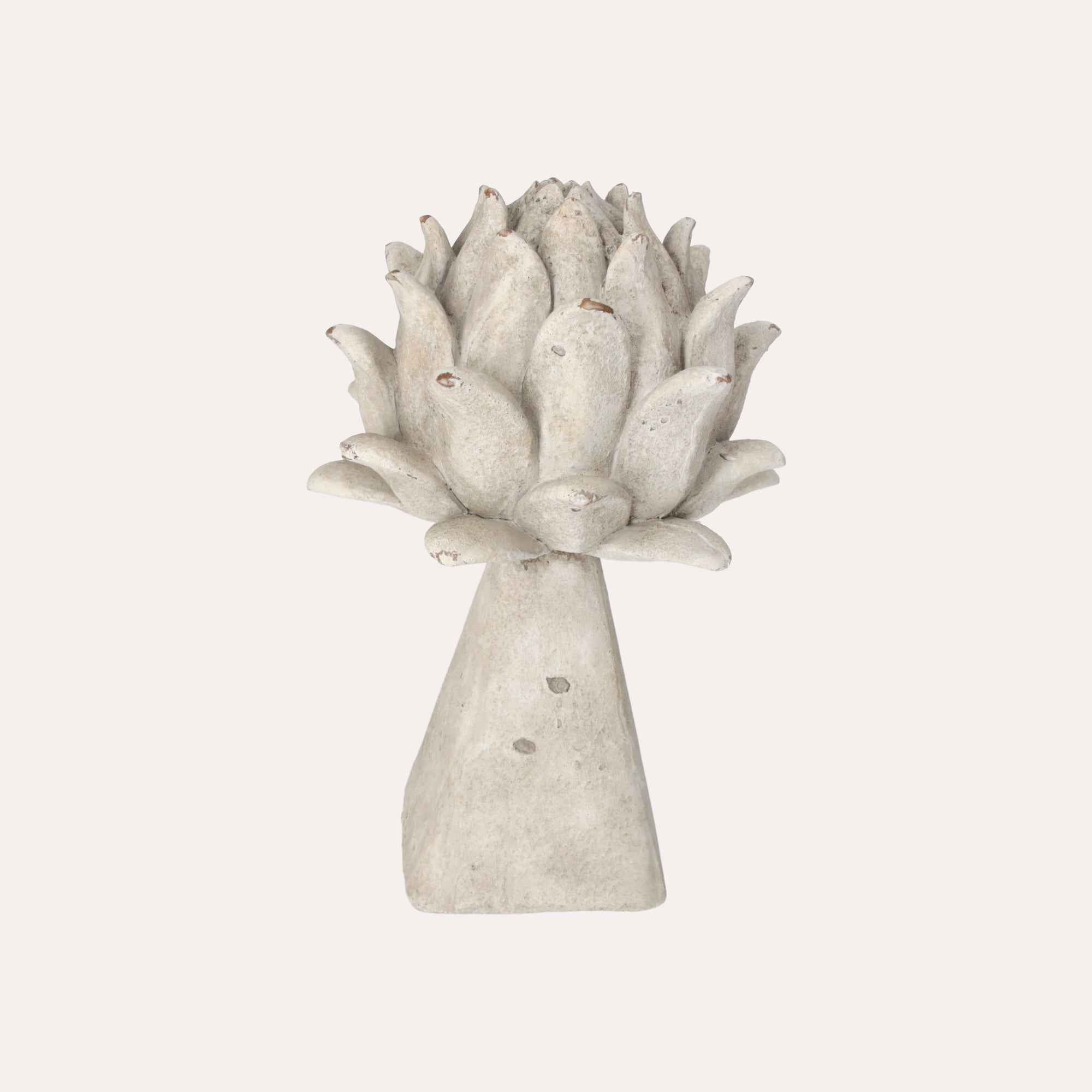Bocciolo Decorativo Medio con Base Quadra in Resina H30x20 cm – Stile Shabby Chic