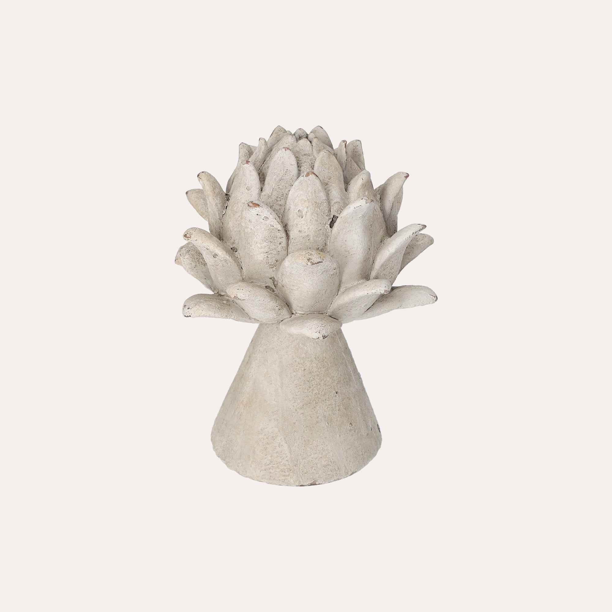 Bocciolo Decorativo Piccolo in Resina Grigio Anticato H22x17 cm – Stile Shabby Chic