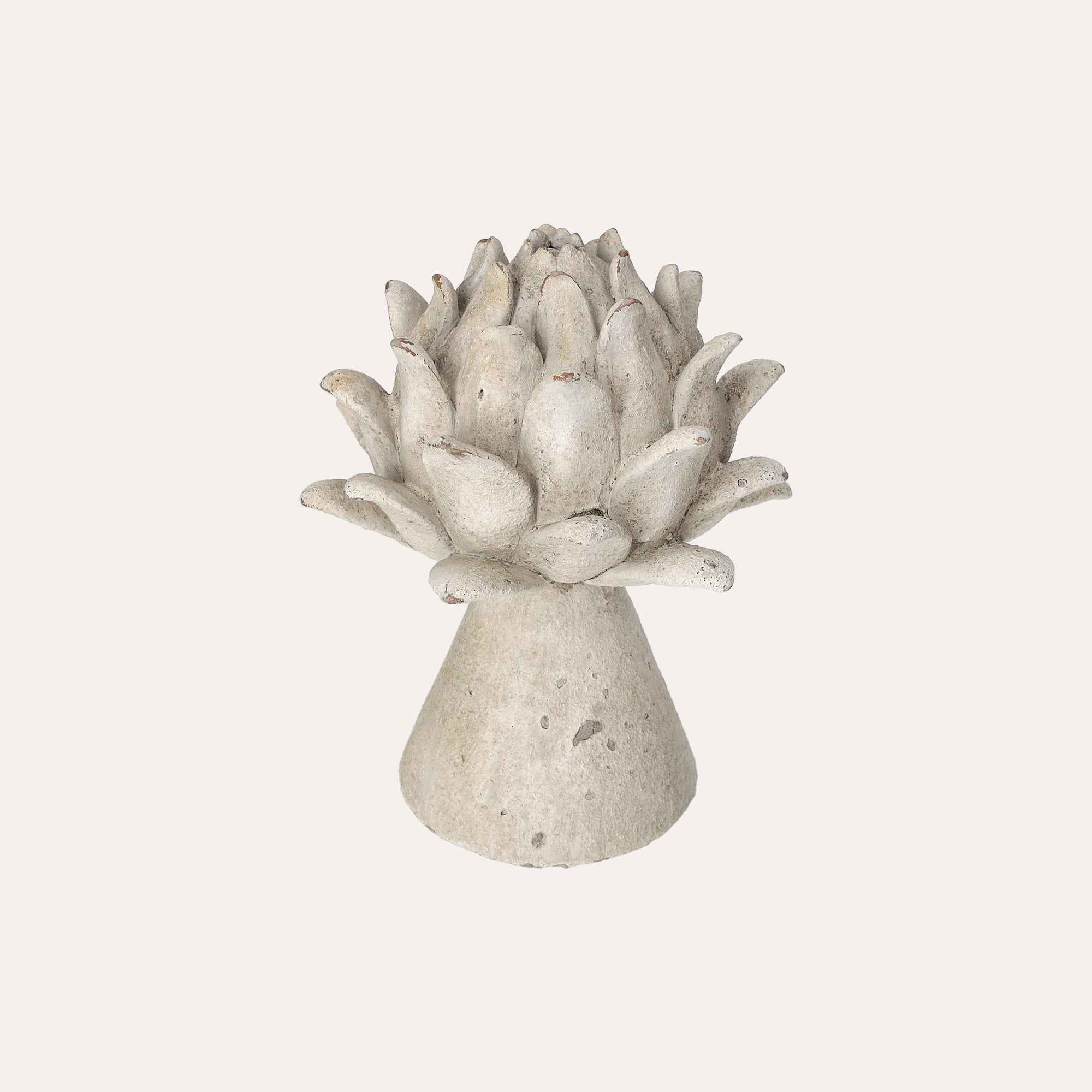Bocciolo Decorativo Piccolo in Resina Grigio Anticato H22x17 cm – Stile Shabby Chic