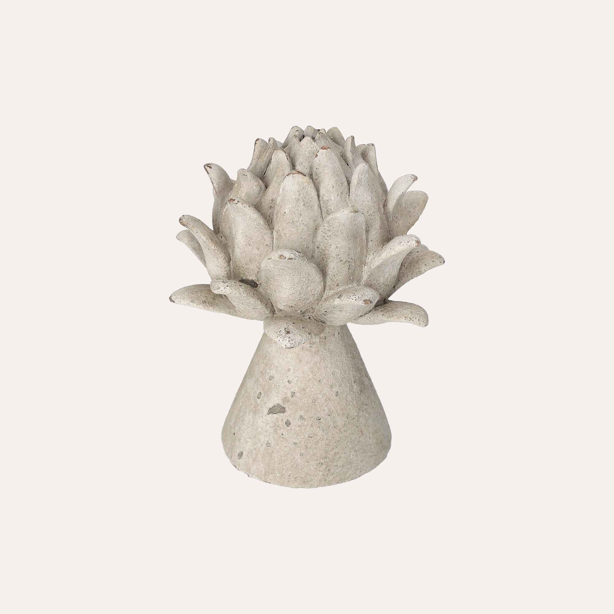 Bocciolo Decorativo Piccolo in Resina Grigio Anticato H22x17 cm – Stile Shabby Chic