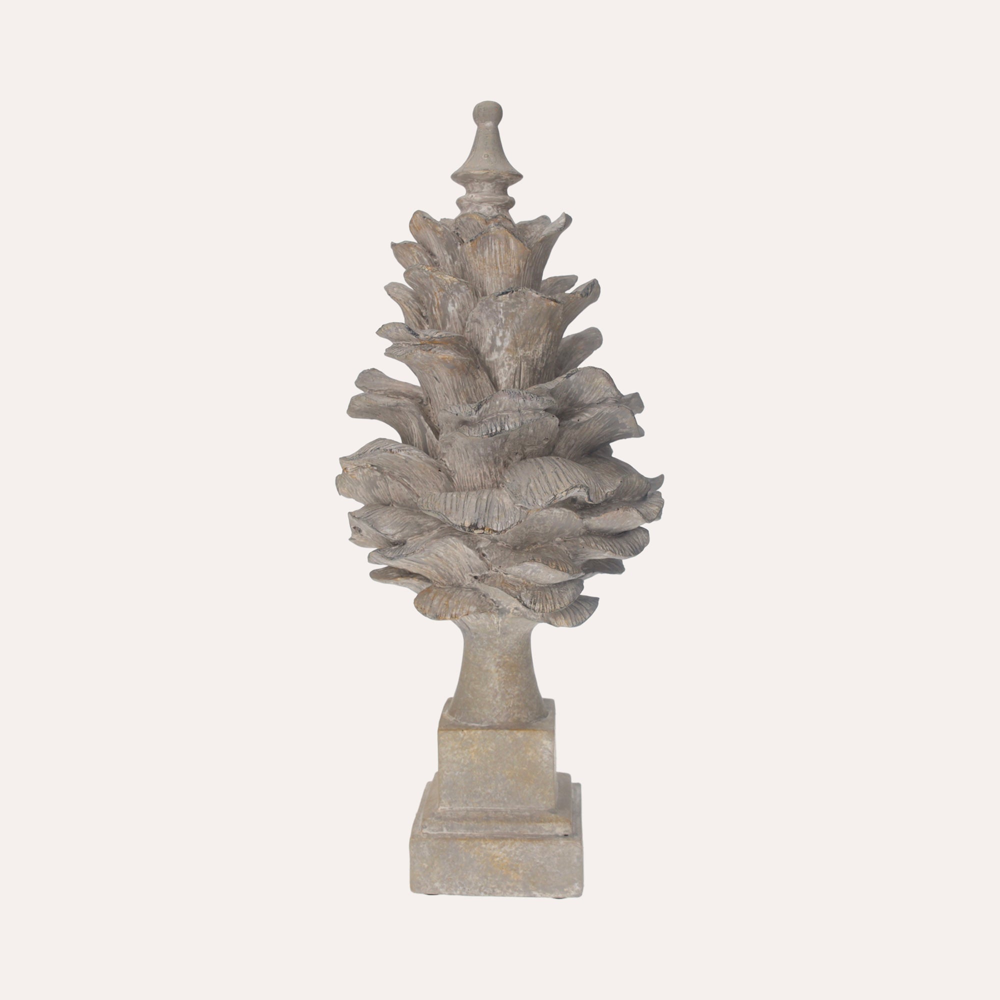 Pigna con Piedistallo In Resina Grigia H. 43 cm